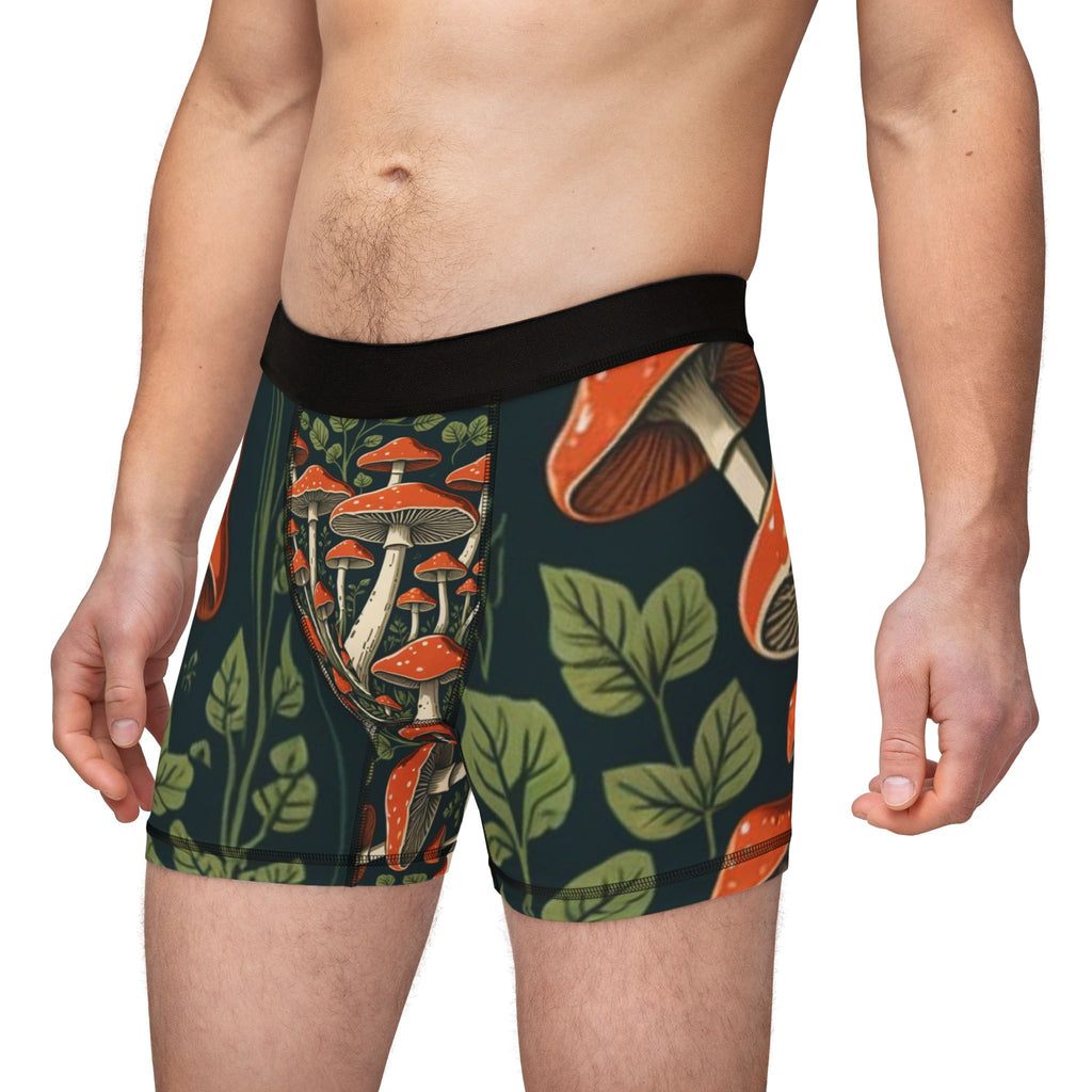 Bóxers para hombre de Bosque de Setas – Estampado integral de hongos oscuros y misteriosos