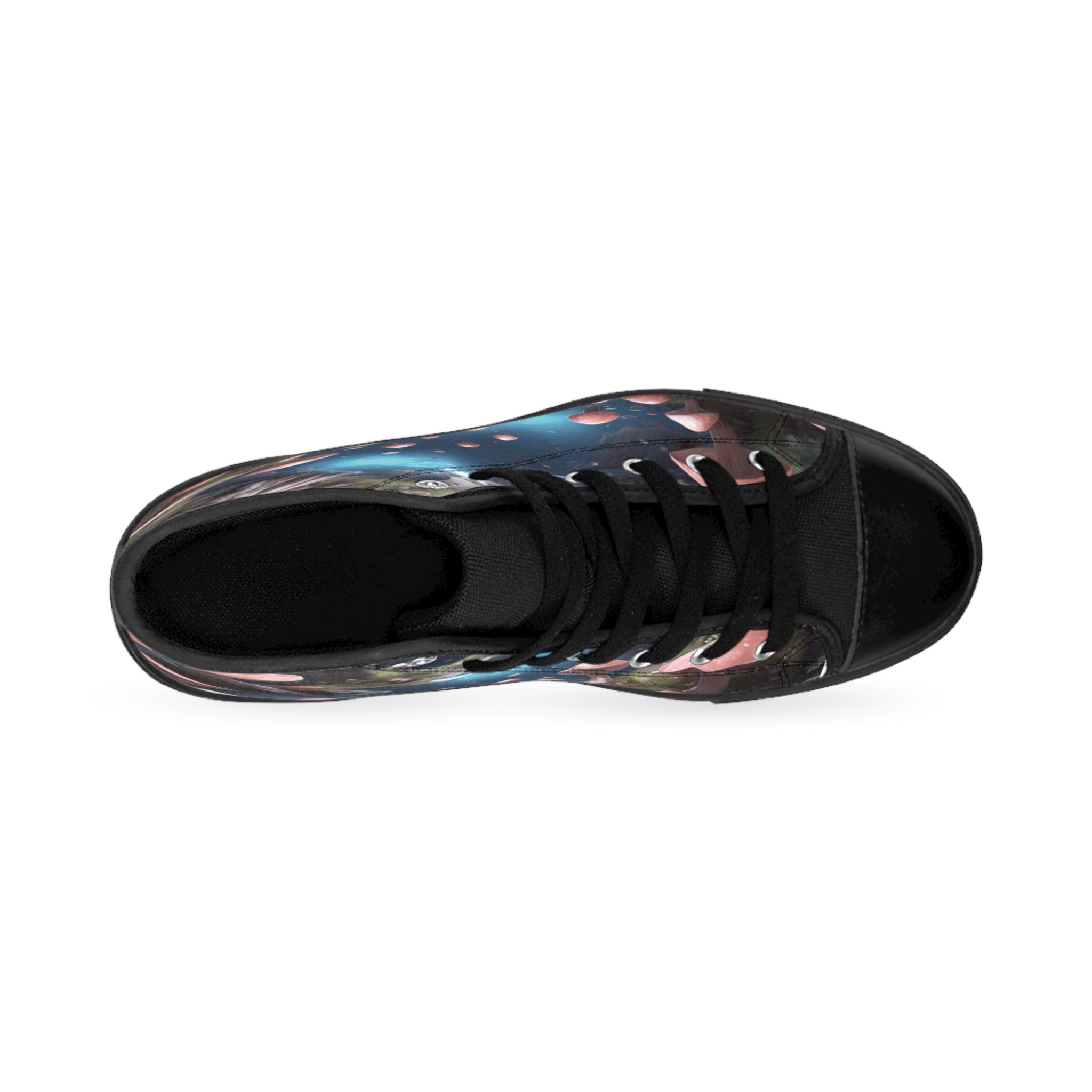 Mushroom Forest High-Top Sneakers — Women's Fantasy Nature Canvas Shoes
