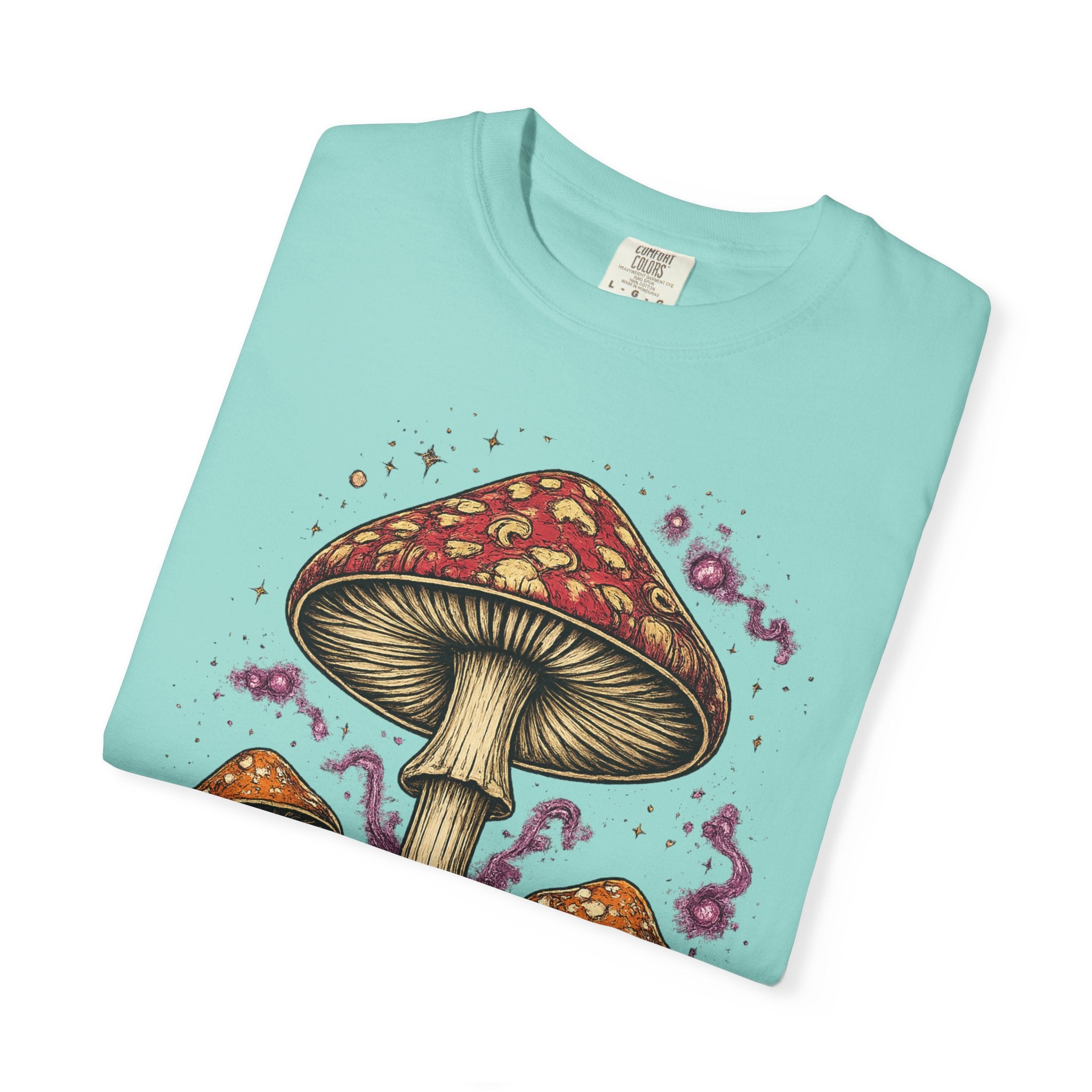 City: Portland Mushroom Graphic T-Shirt — Vintage Forest Amanita Design