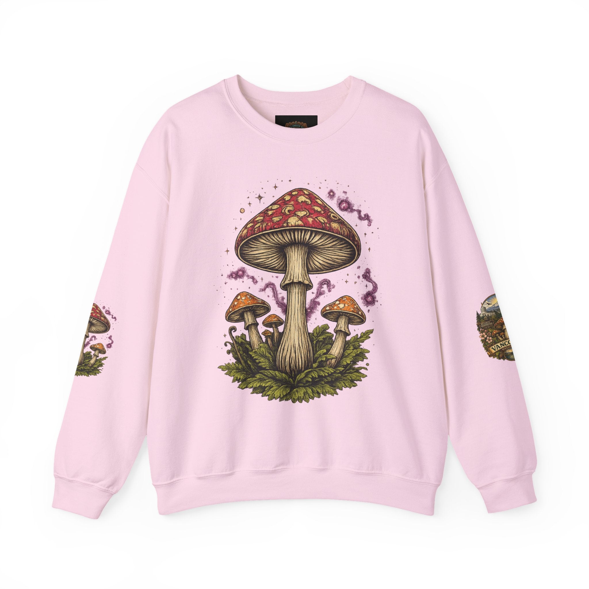 City:  Vancouver Crewneck Sweatshirt — Scenic Pacific Northwest Fungi Design