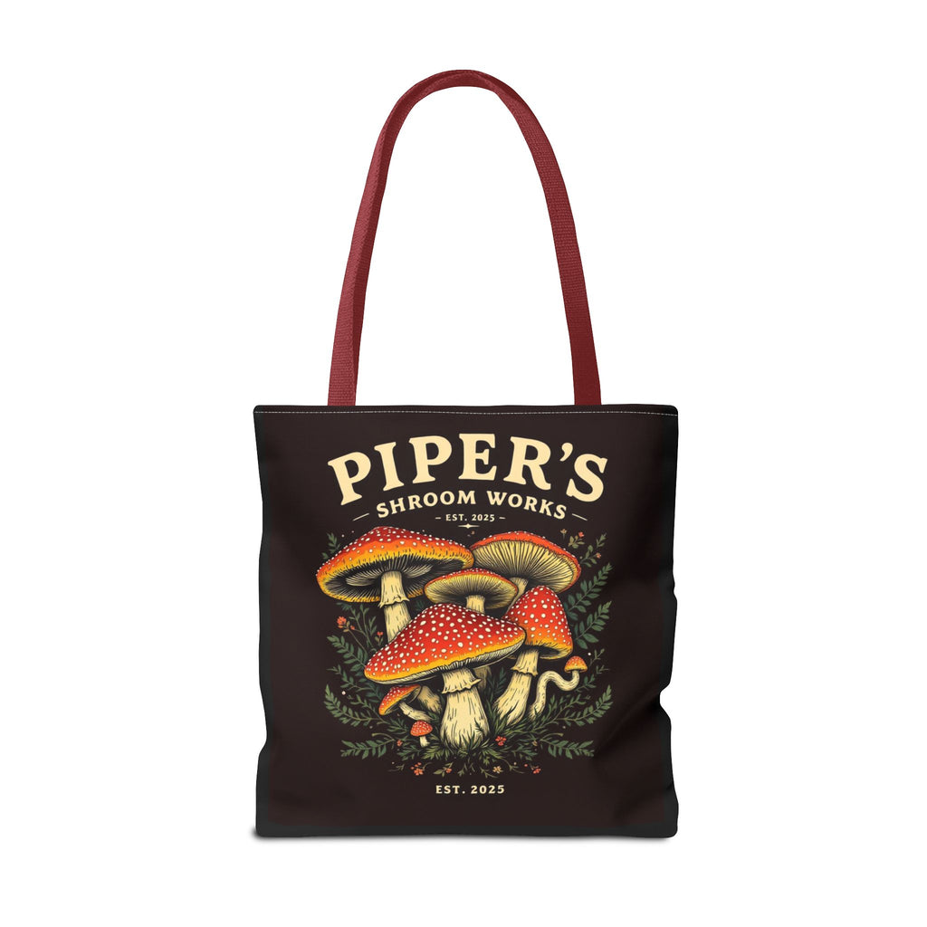 Mushroom Tote Bag — "Piper's Shroom Works" Vintage Fungi Market Shopper