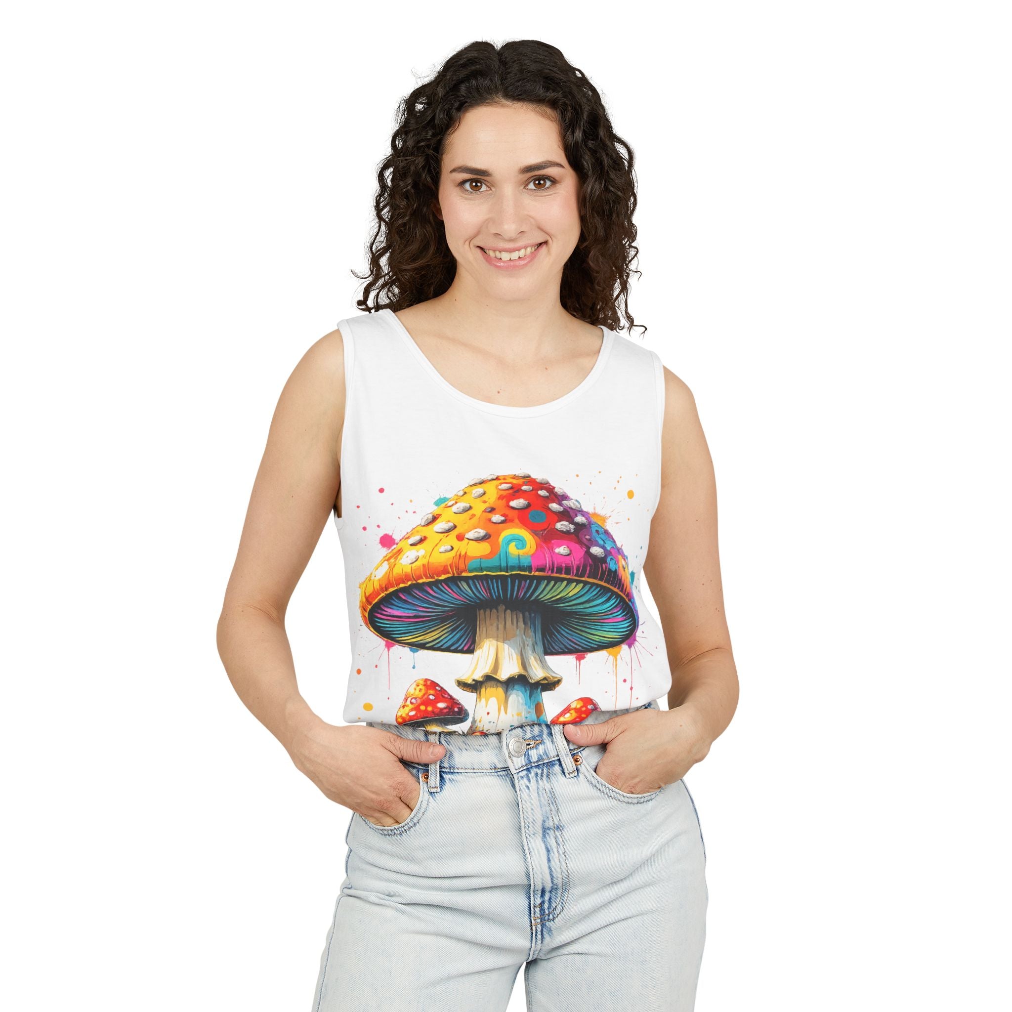 City: Portland Mushroom Graphic Tank Top — Colorful Psychedelic Fungi Design