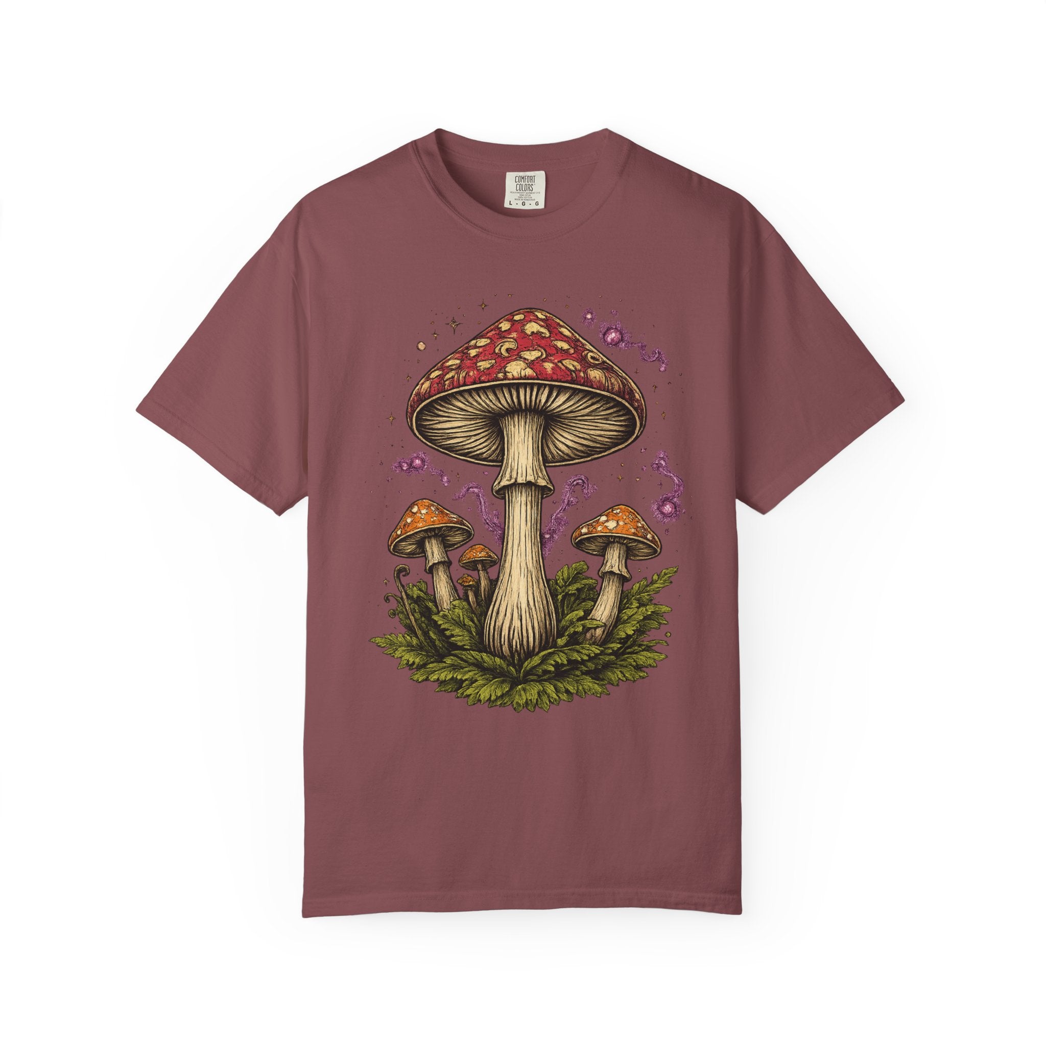 City: Portland Mushroom Graphic T-Shirt — Vintage Forest Amanita Design