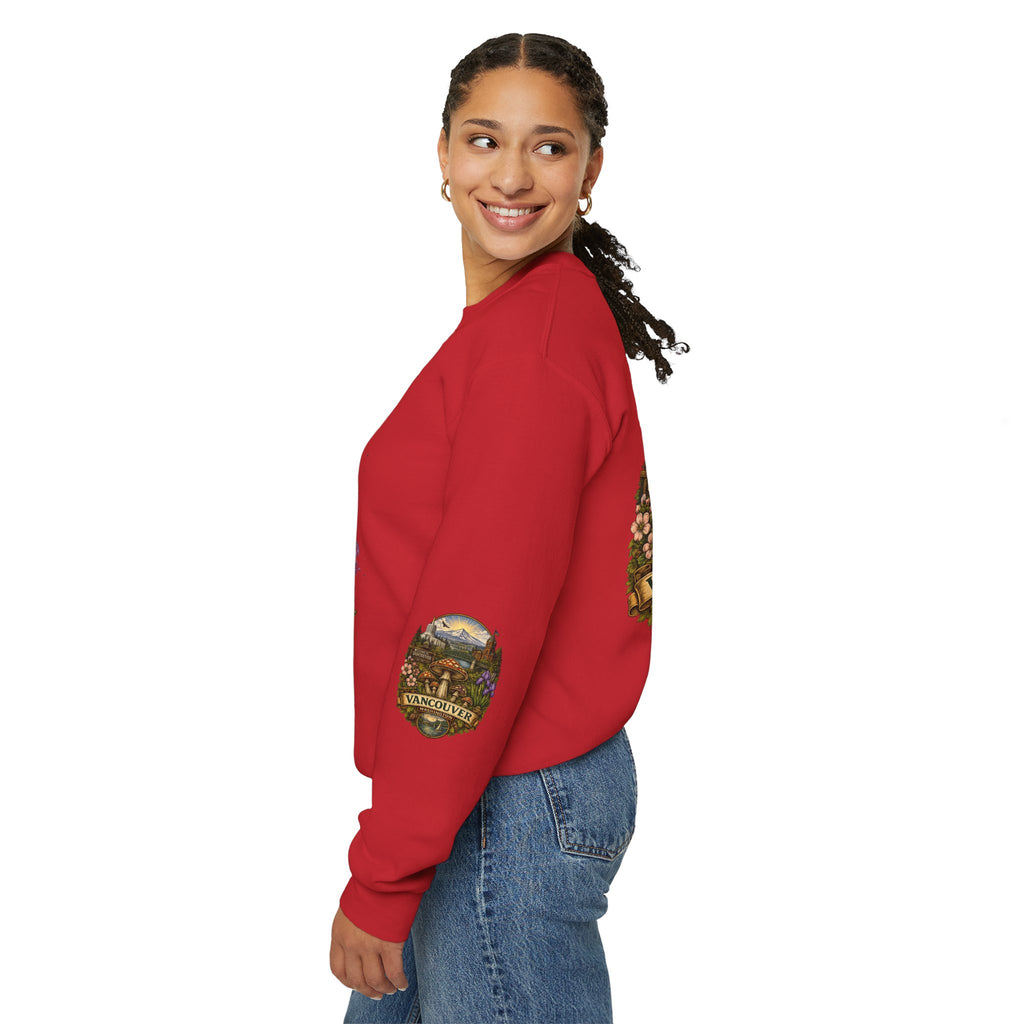 City:  Vancouver Crewneck Sweatshirt — Scenic Pacific Northwest Fungi Design