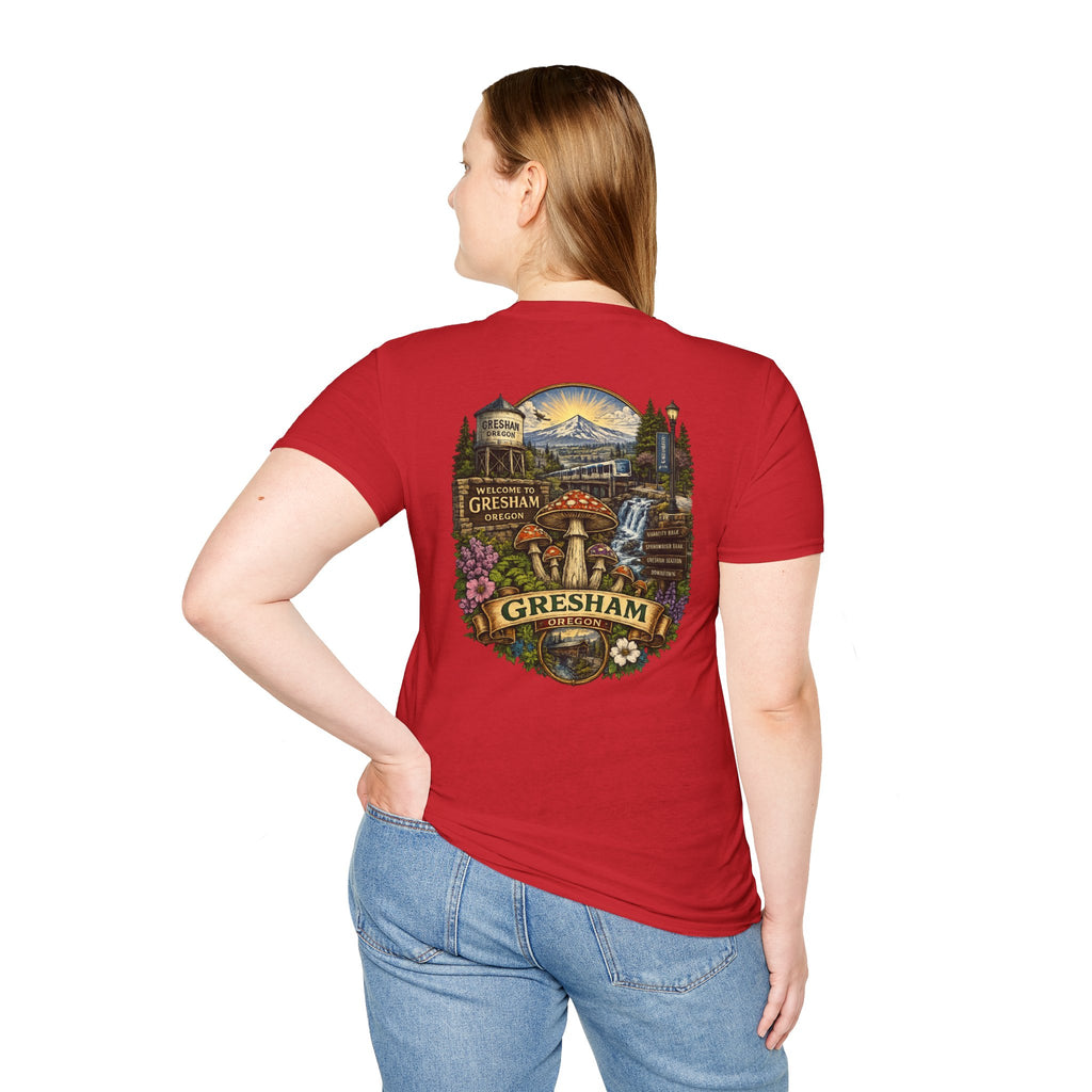 City: Gresham Psychedelic Mushroom Graphic T-Shirt — Red Amanita Illustration