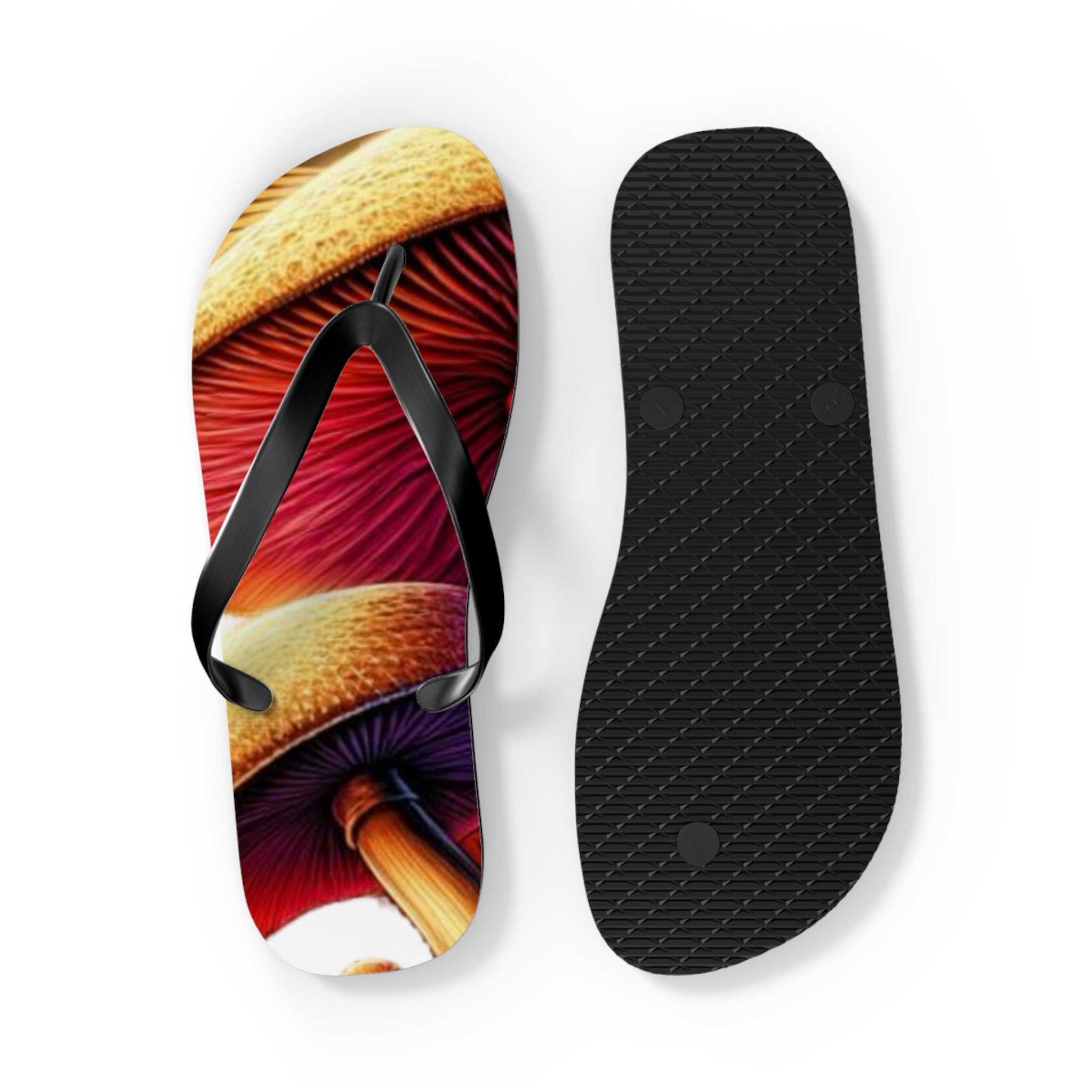 Mushroom Rainbow Flip Flops – Colorful Psychedelic Fungi Beach Sandals