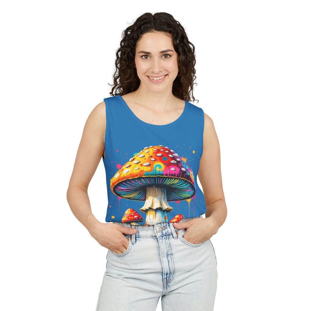 City: Portland Mushroom Graphic Tank Top — Colorful Psychedelic Fungi Design