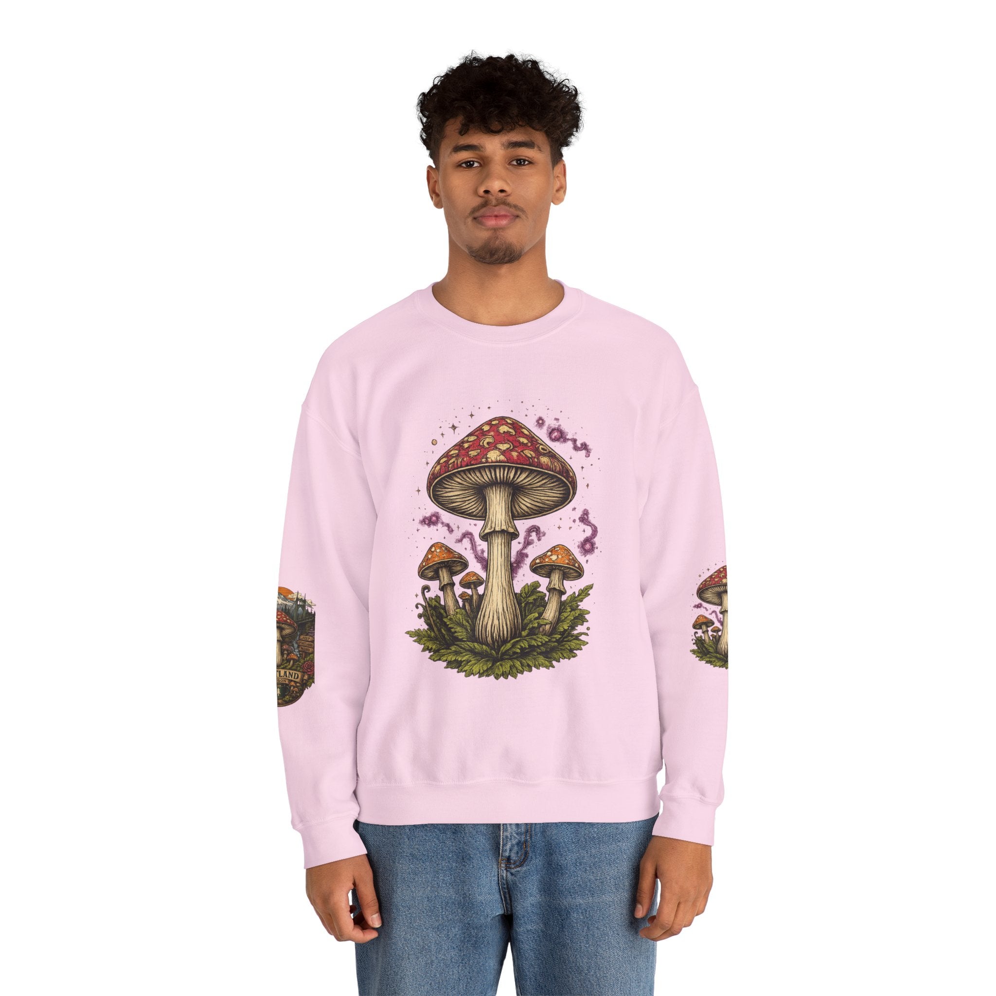 City: Portland Mushroom Crewneck Sweatshirt Vintage Psychedelic Fungi Graphic
