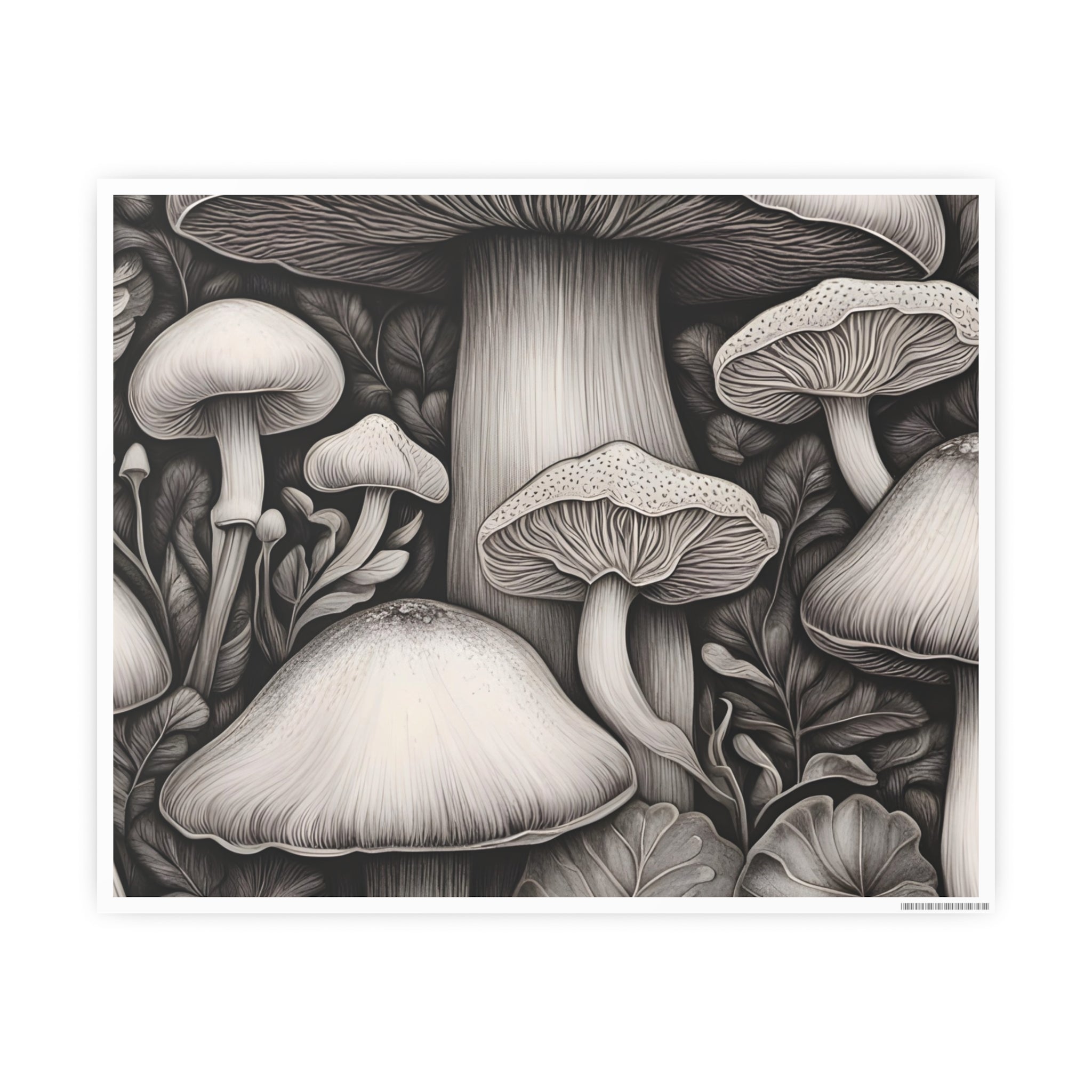 Poster: Mushroom Illustration Poster — Botanical Fungi Art Print
