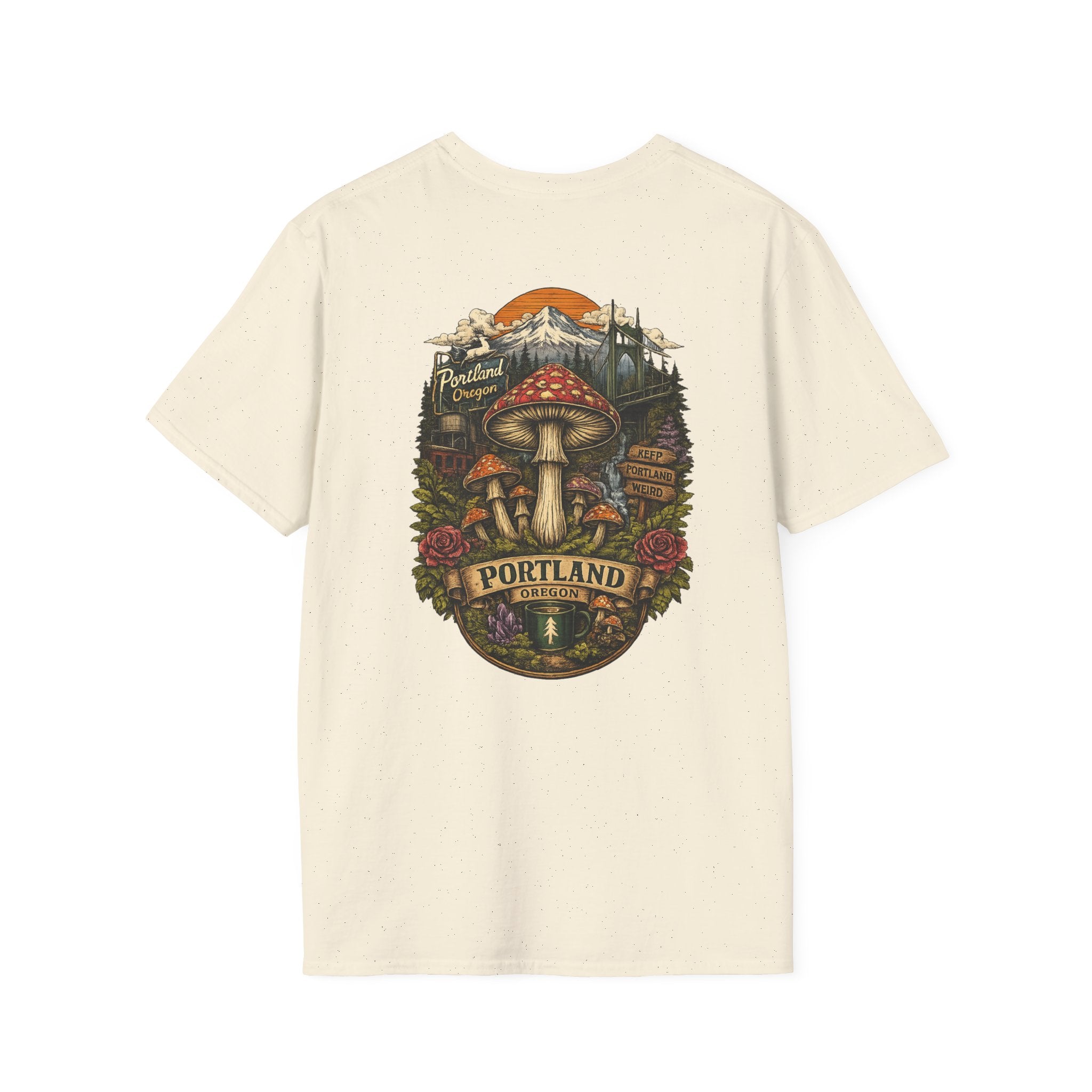 City: Portland Mushroom Magic T-Shirt — Vintage Red Toadstool Illustration