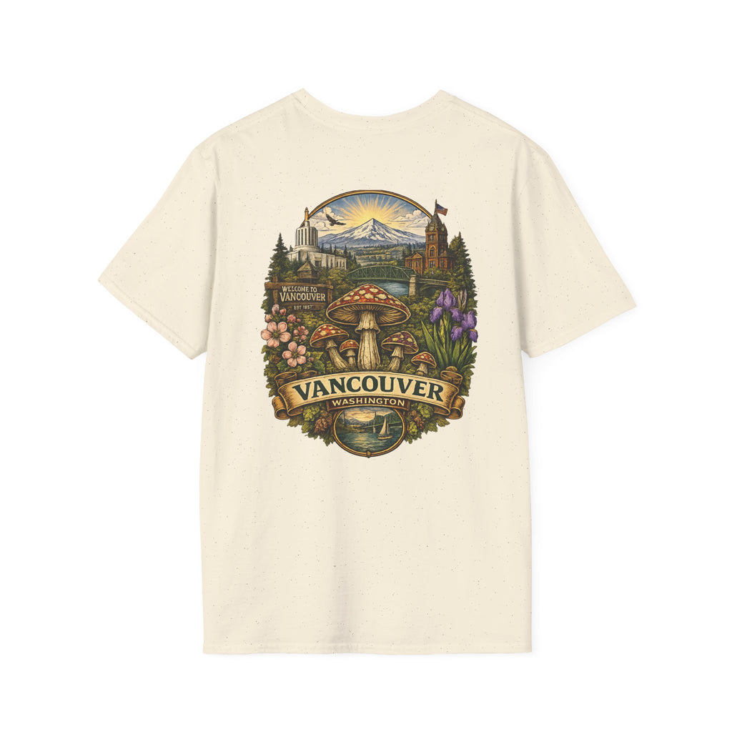 City: Vancouver Mushroom Illustration T-Shirt – Vintage Red Toadstool Graphic