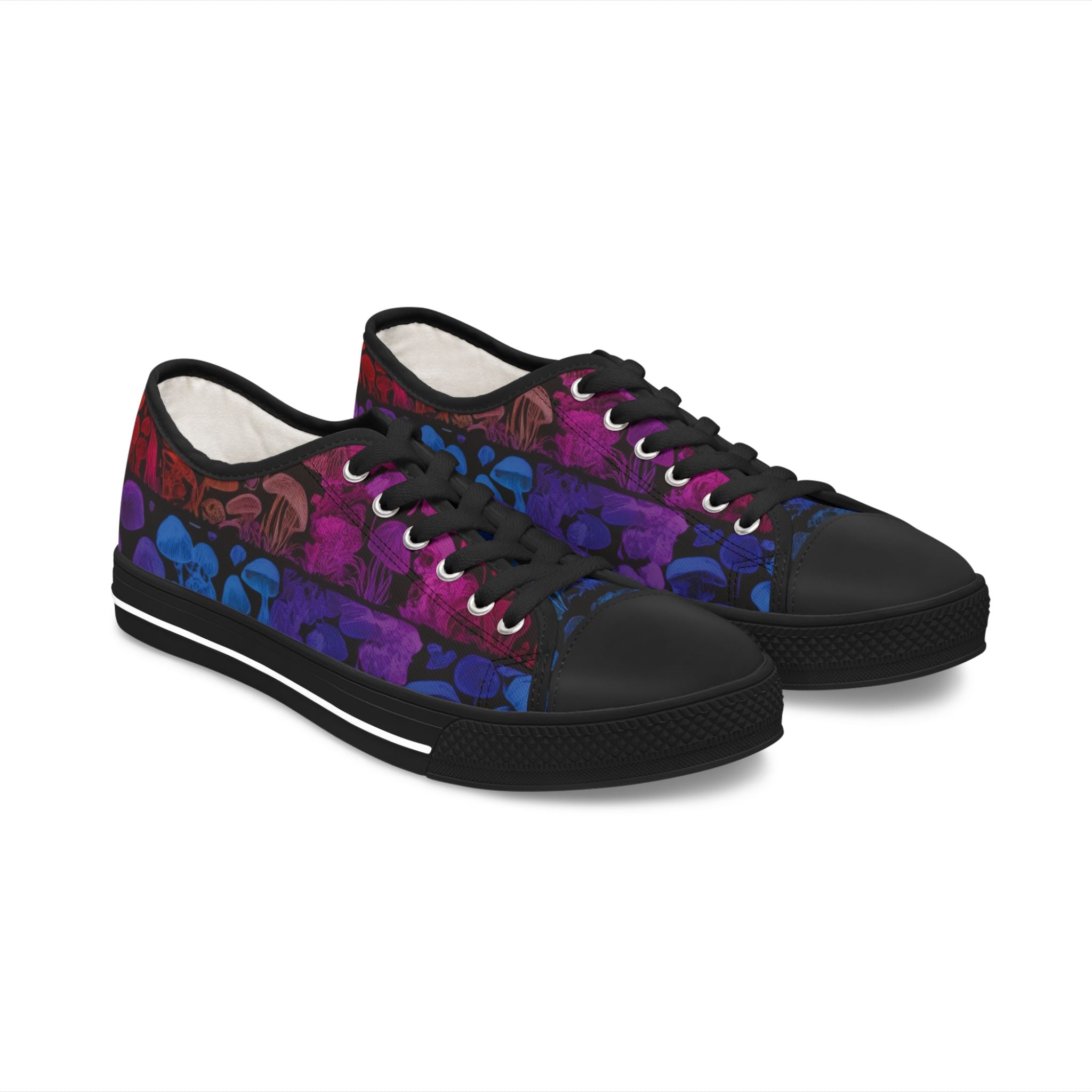 Women's Low Top Sneakers — Purple Skull Pattern Casual Canvas Shoes