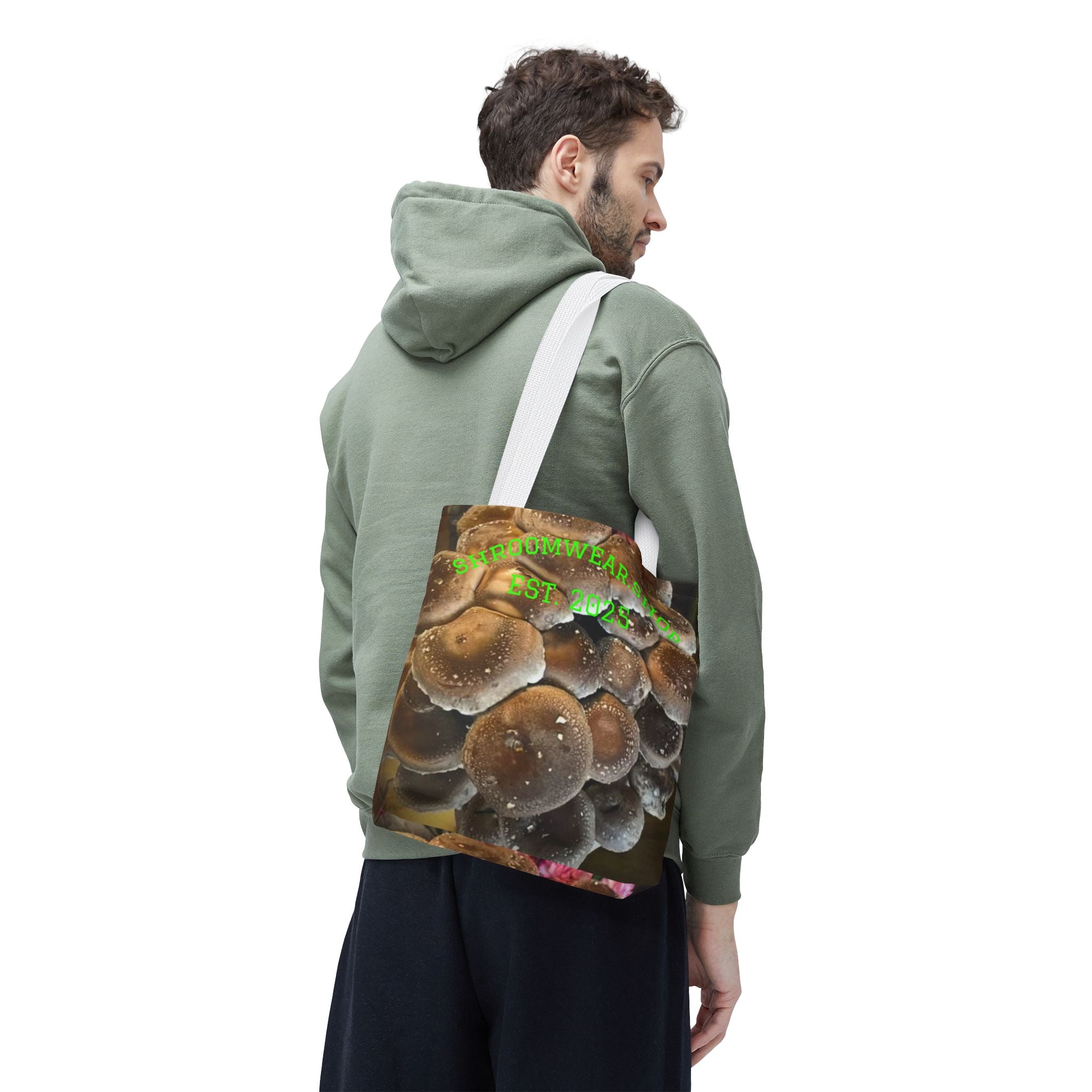 Bag: Mushroom Print Tote Bag-Over-Print Canvas Tote