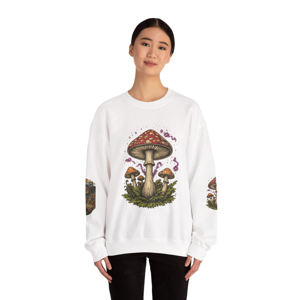 City: Portland Mushroom Crewneck Sweatshirt Vintage Psychedelic Fungi Graphic
