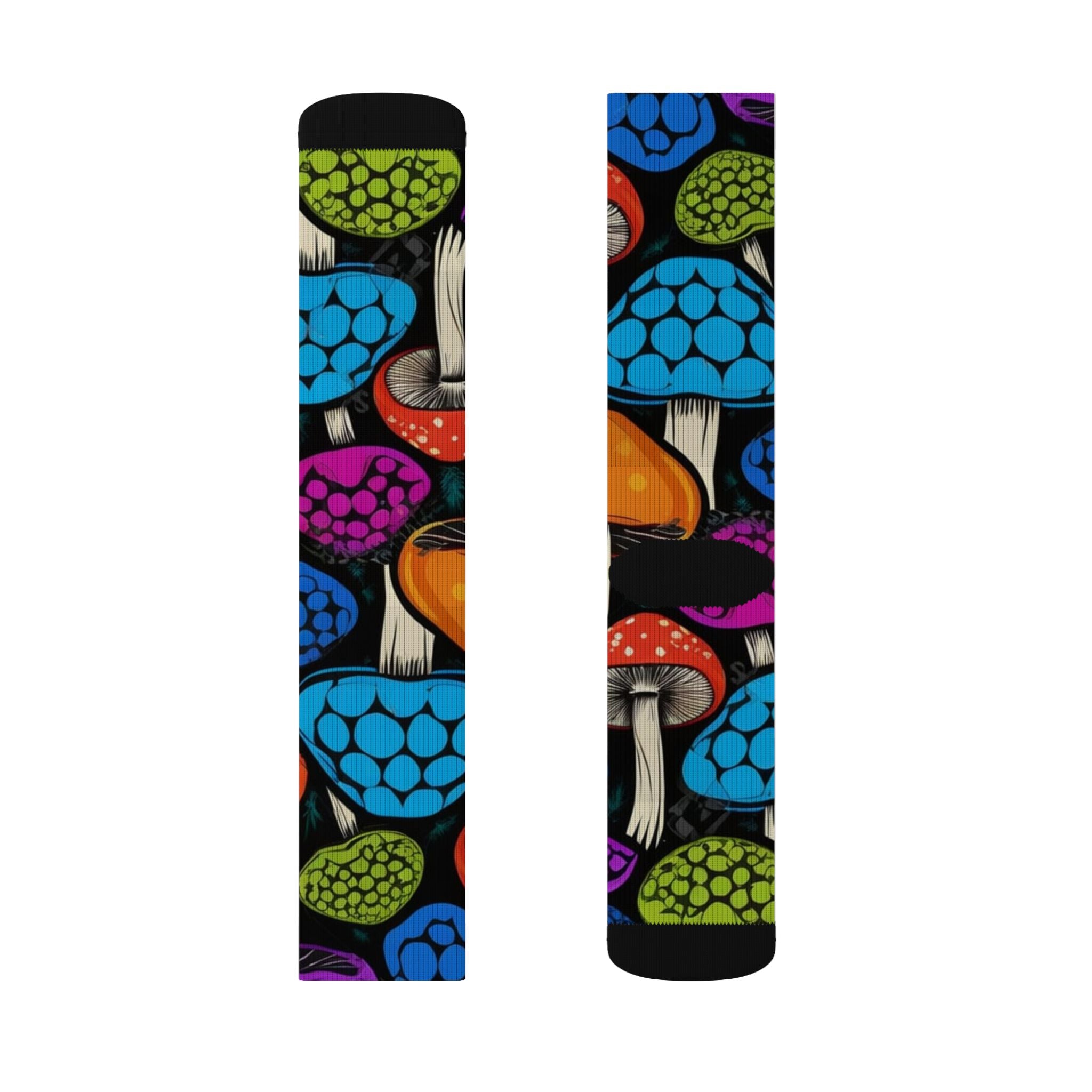 Socks: Colorful Mushroom Pattern Socks, Funky Gift Idea for Nature Lovers, Unisex Wearable Art, Fun Socks for Festivals, Unique Apparel
