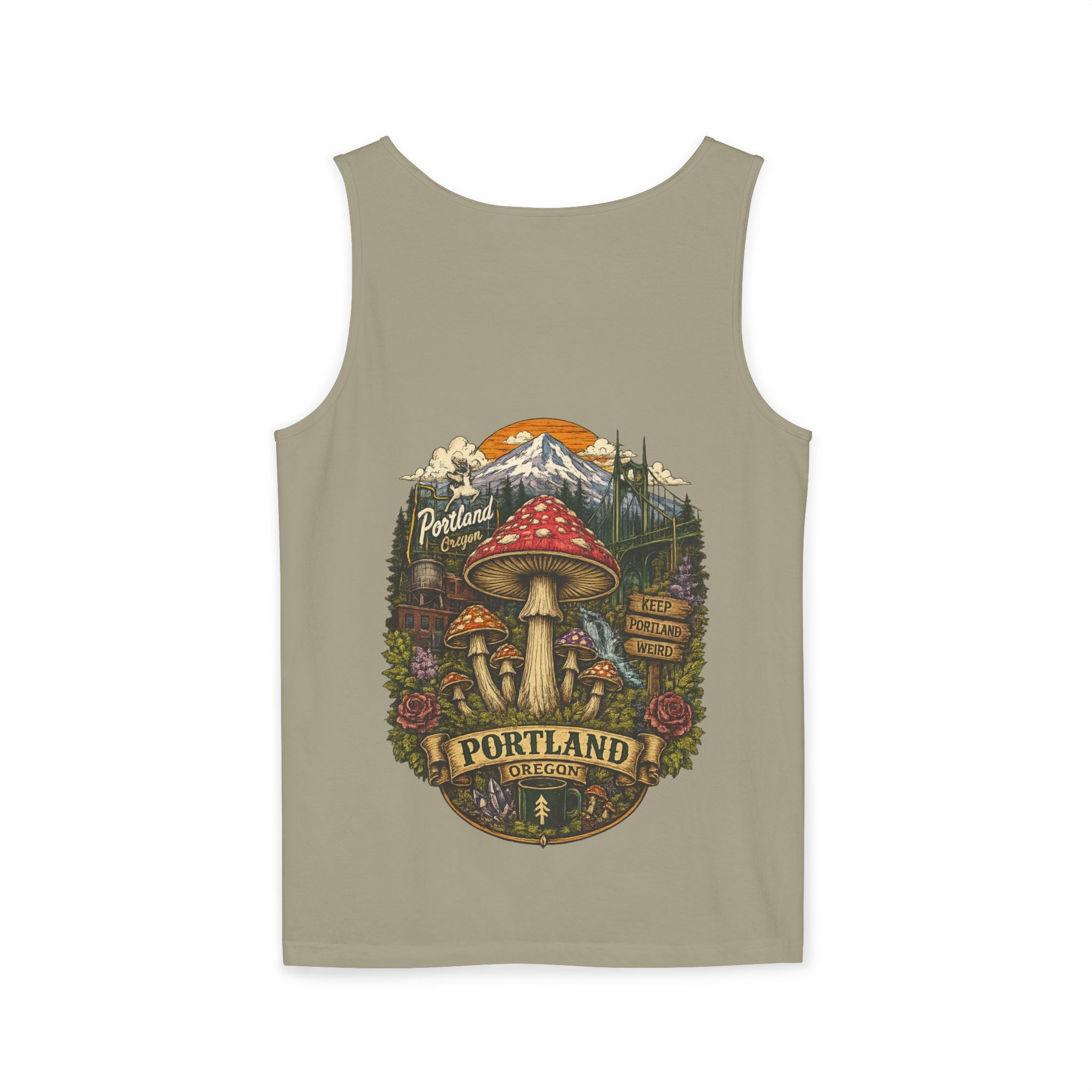 City: Portland Mushroom Tank Top — Psychedelic Forest Graphic Tank