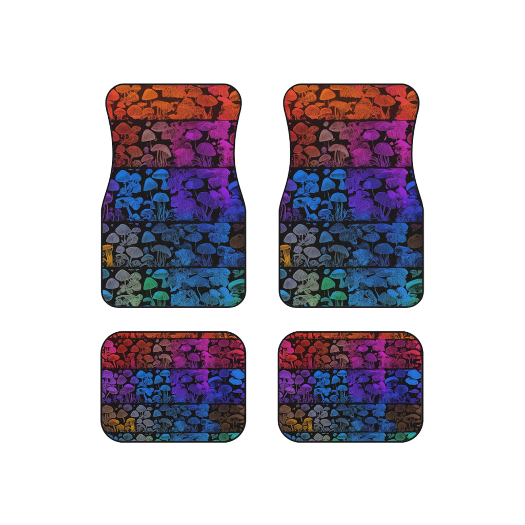 Car Mats — Rainbow Mushroom Patterned Floor Mat Set (4-Piece)