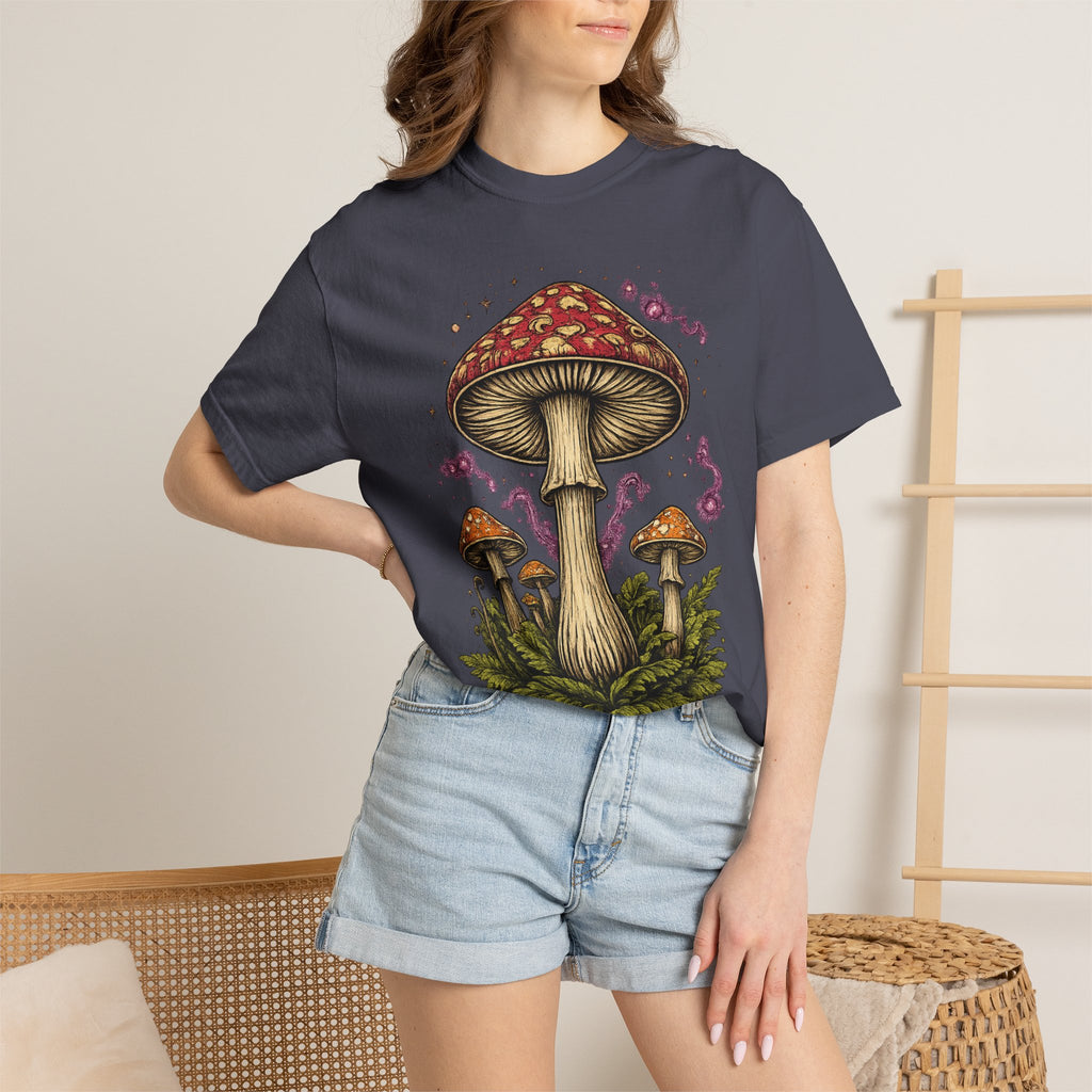 City: Portland Mushroom Graphic T-Shirt — Vintage Forest Amanita Design