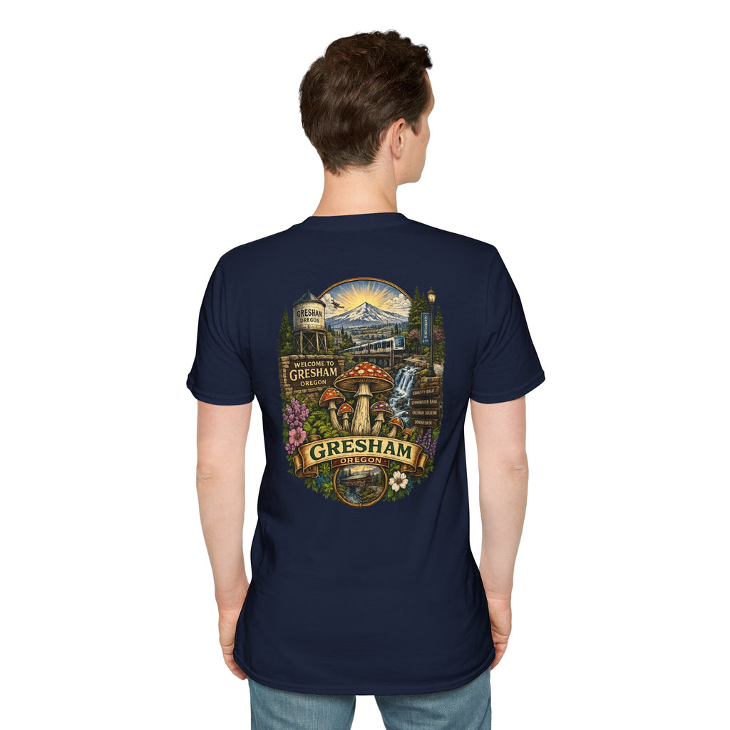 City: Gresham Psychedelic Mushroom Graphic T-Shirt — Red Amanita Illustration