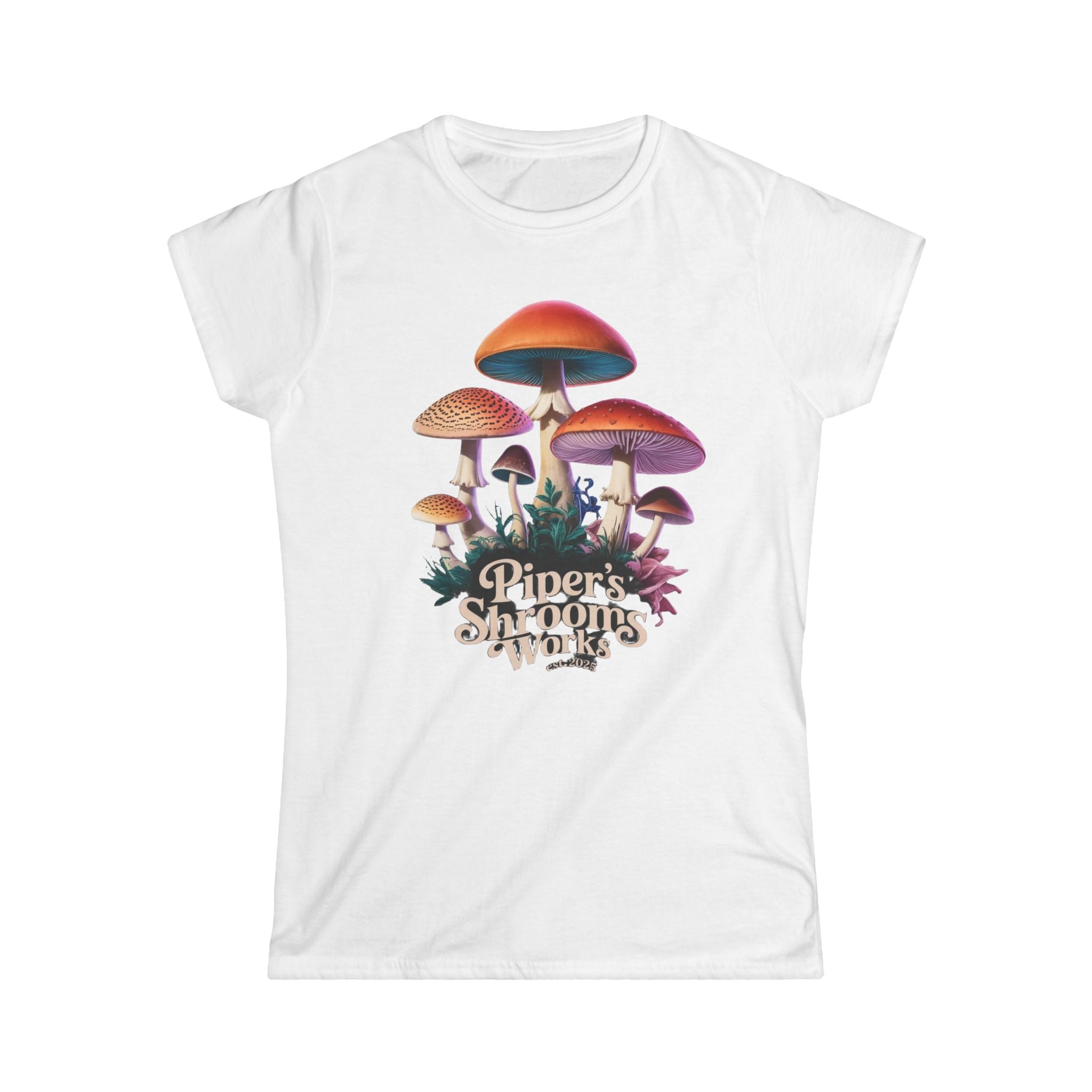 Mushroom Garden Women's Tee — 'Piper's Shrooms' Retro Psychedelic Shirt