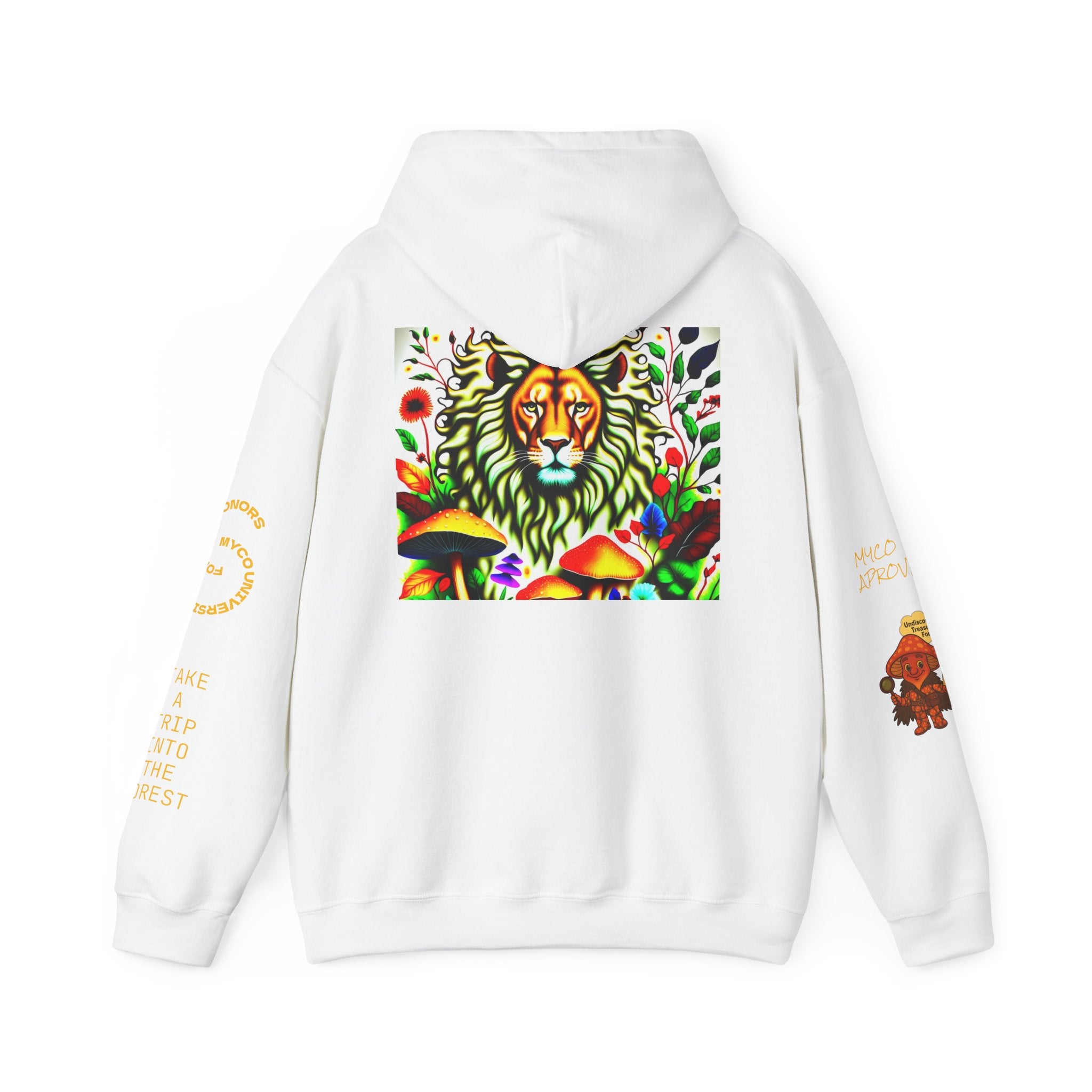 Myco University Lion & Mushroom Hoodie — Psychedelic Lion Graphic Pullover