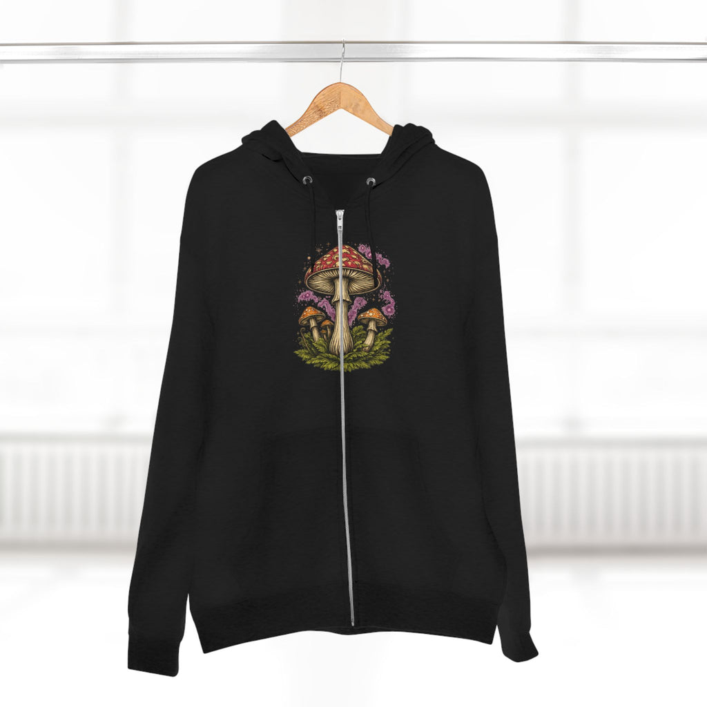City: Portland Mushroom Zip Hoodie — Vintage Psychedelic Fungi Forest Jacket