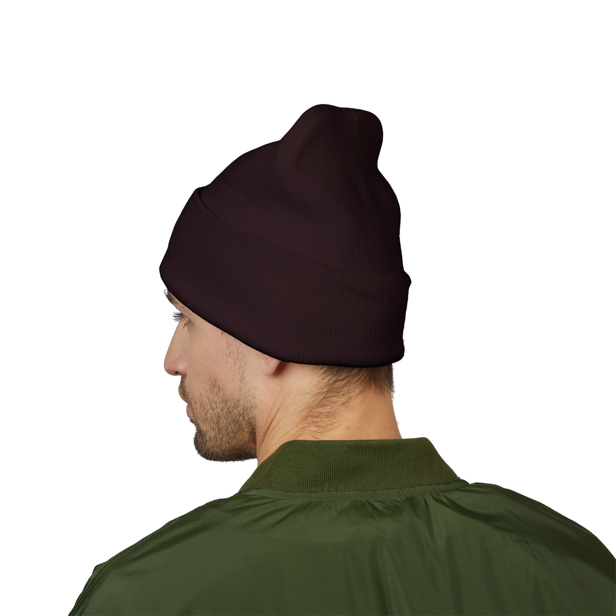 Beanie: Embroidered Colorful Mushroom Beanie — Cute Cuffed Knit Hat