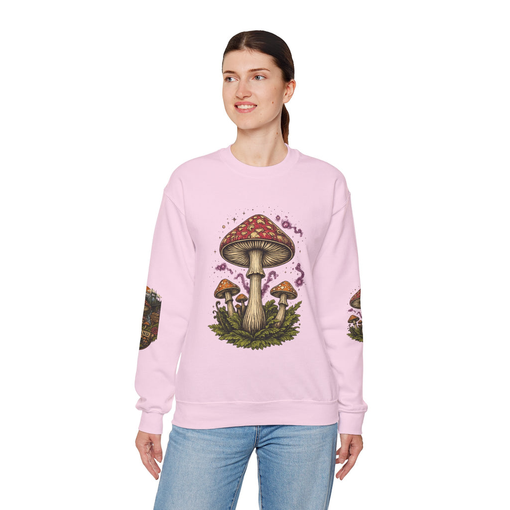 City: Portland Mushroom Crewneck Sweatshirt Vintage Psychedelic Fungi Graphic