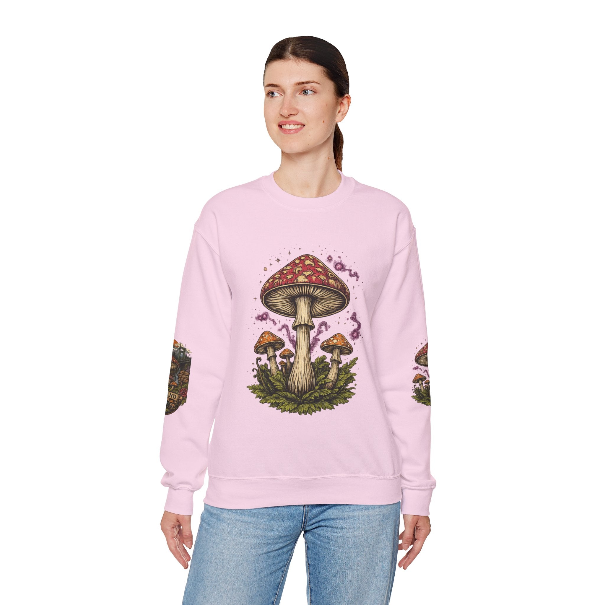 City: Portland Mushroom Crewneck Sweatshirt Vintage Psychedelic Fungi Graphic