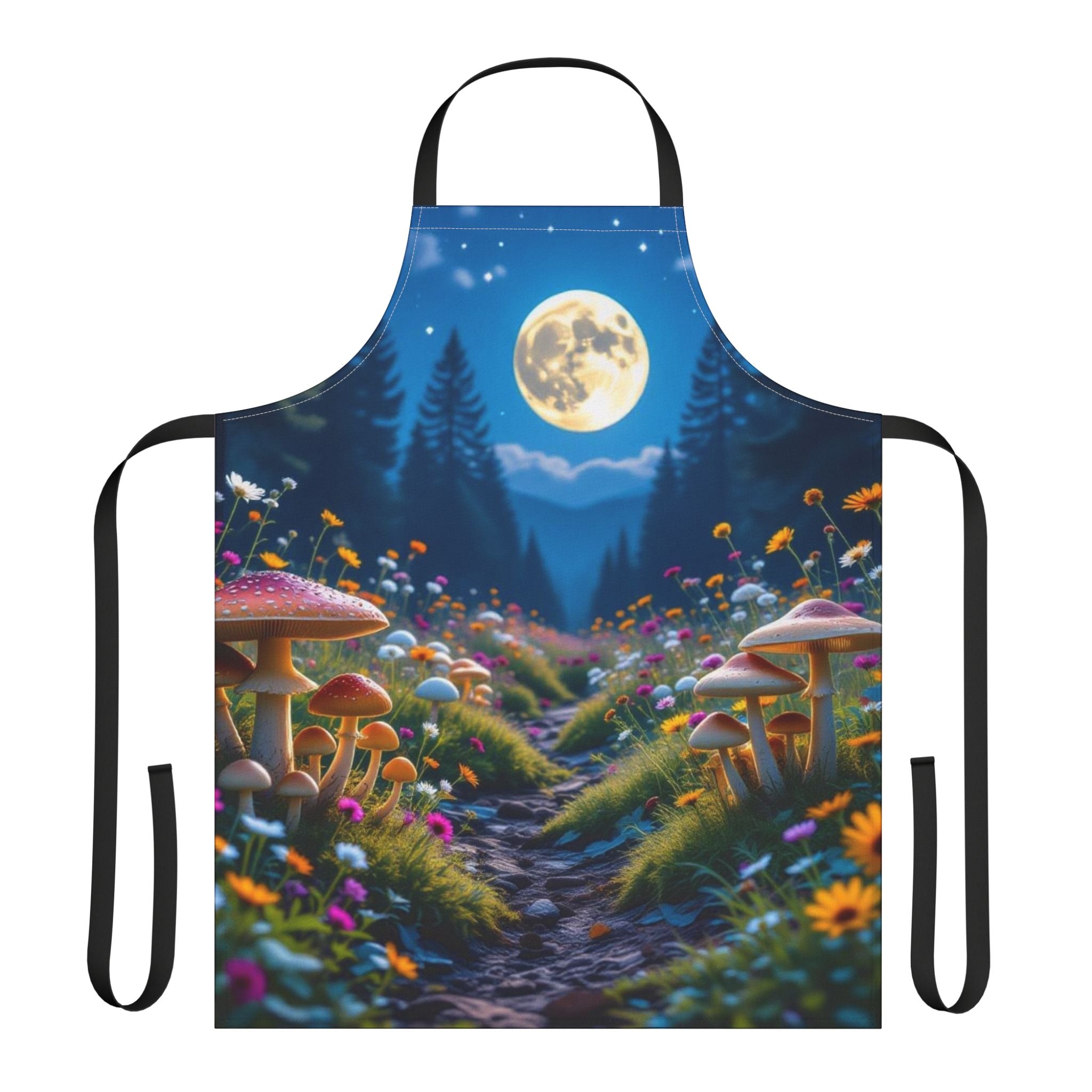 Delantal Sendero Encantado de Hongos Bajo la Luz de la Luna – Cocina con Magia, Limpia con Estilo