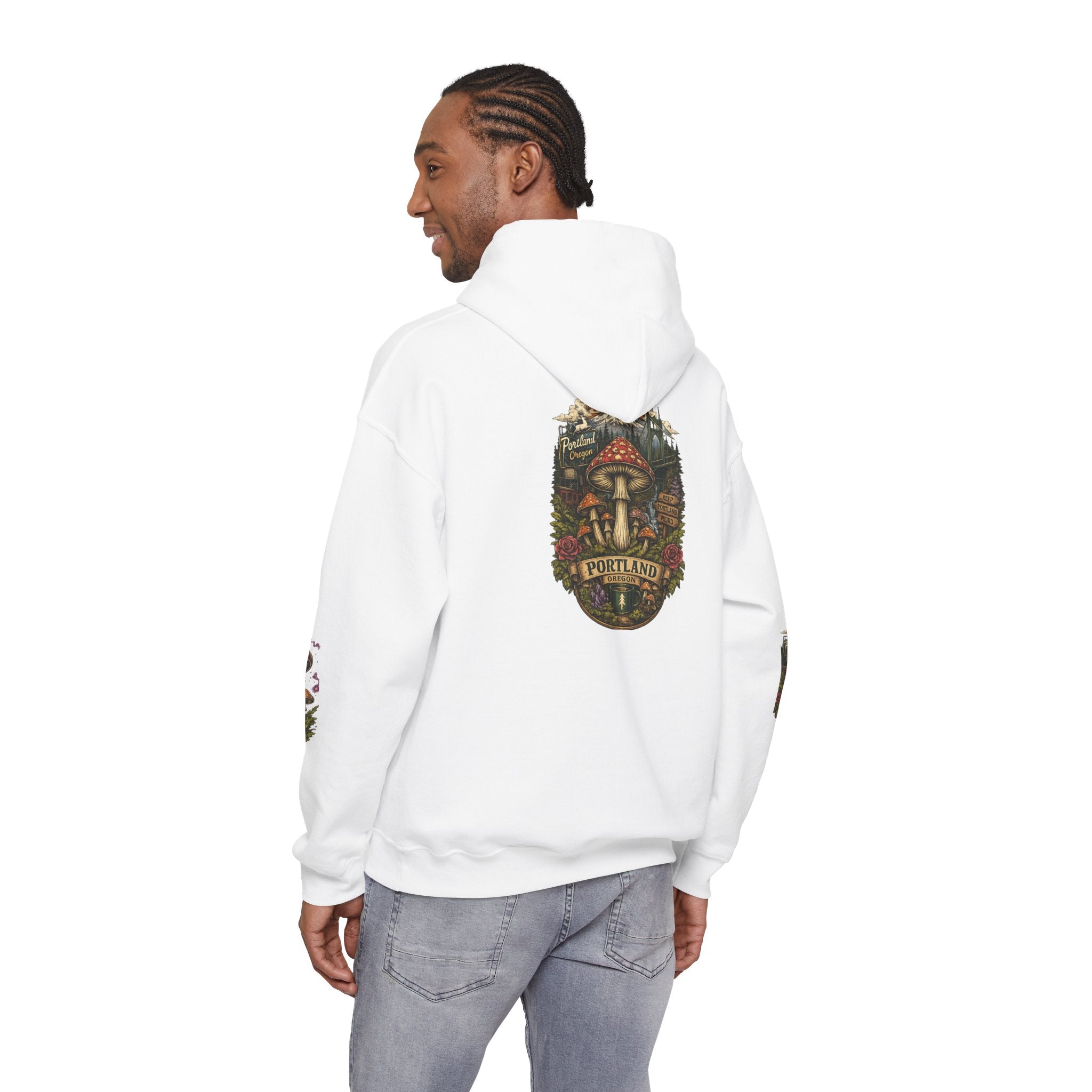 City: Portland Mushroom Forest Hooded Sweatshirt Nature Graphic Hoodie