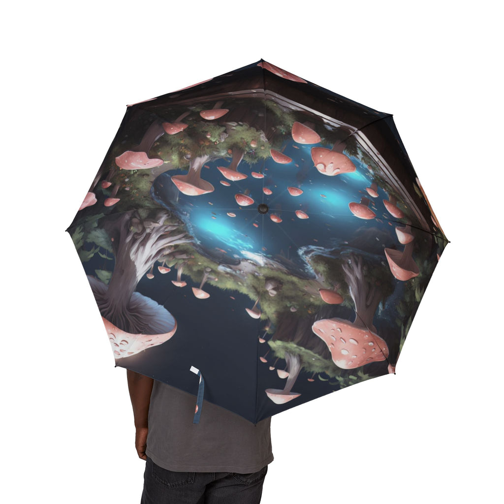 Foldable Umbrella — Enchanted Mushroom Pond Design (Semi‑Automatic)