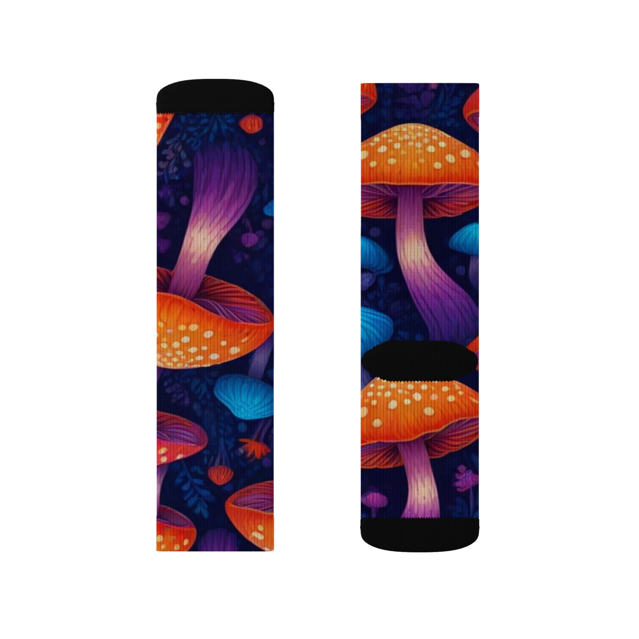 Socks: Psychedelic Mushroom Art Socks — Vibrant Sublimation Crew Socks