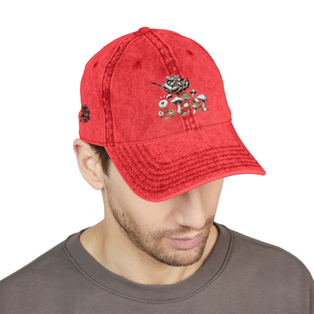 Gorra Floral Bordada Vintage — Gorra Retro Roja de Papá