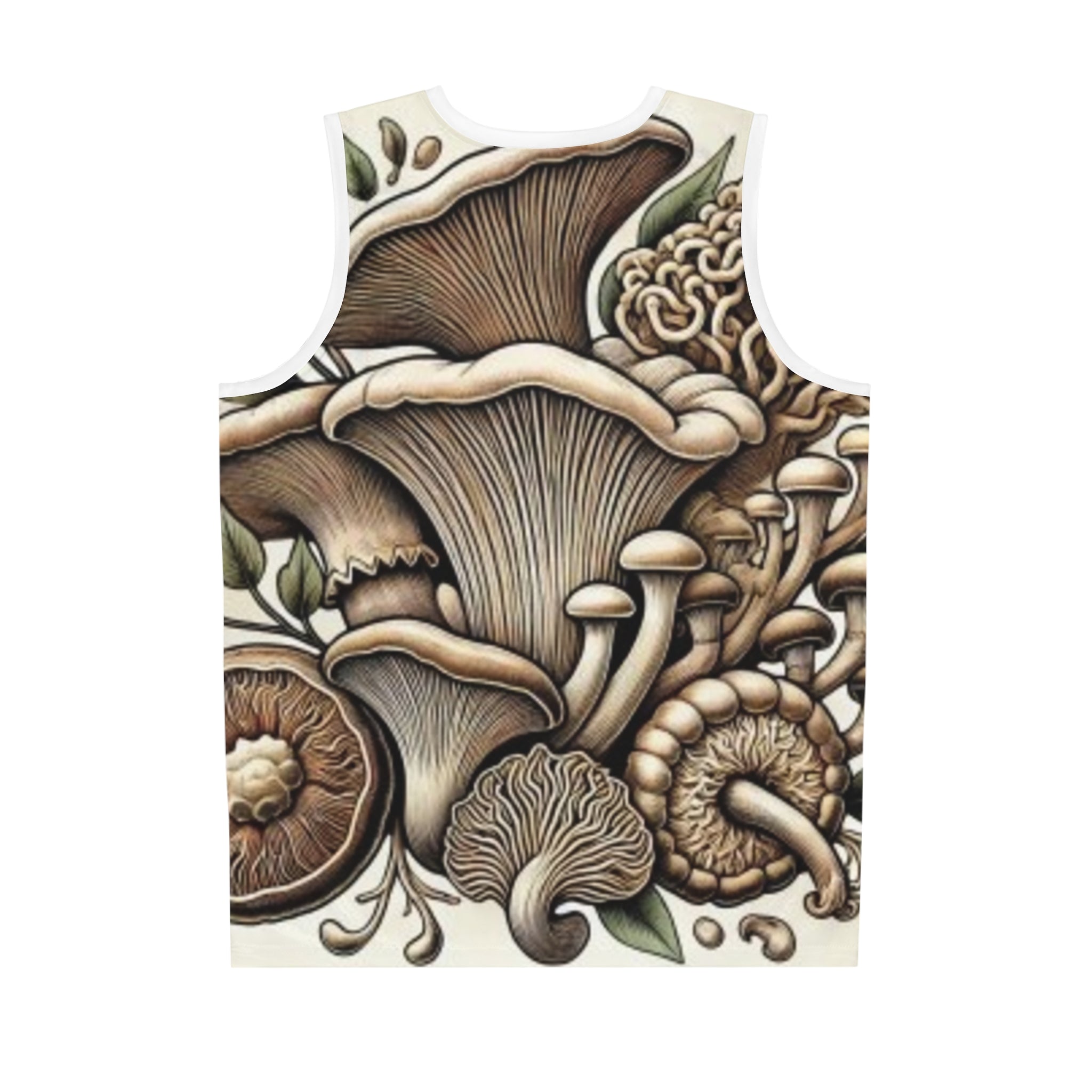 Mushroom Print Basketball Jersey — Botanical All-Over-Print Sports Tank