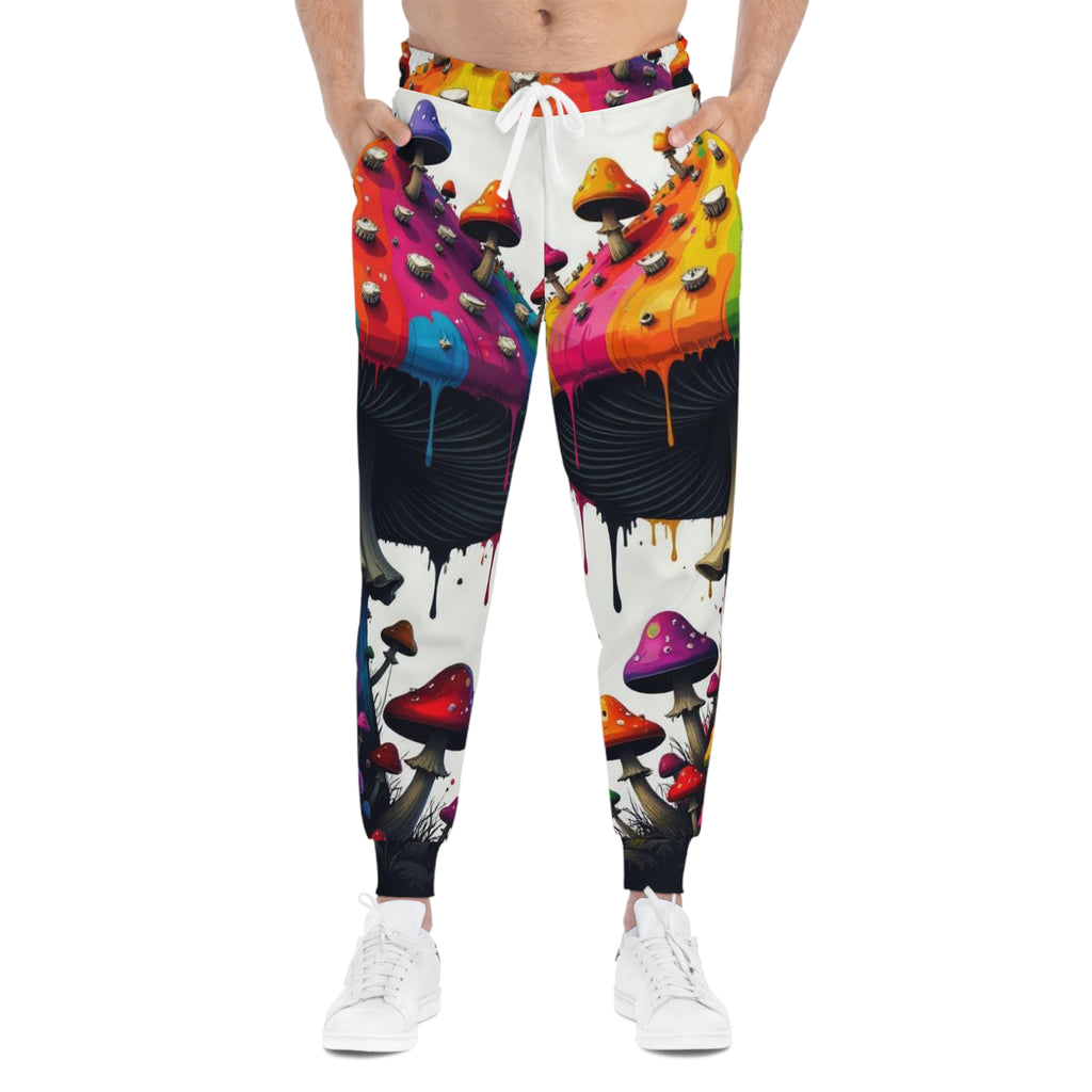 Pantalones de chándal deportivos con setas arcoíris psicodélicas — Ropa urbana con estampado completo