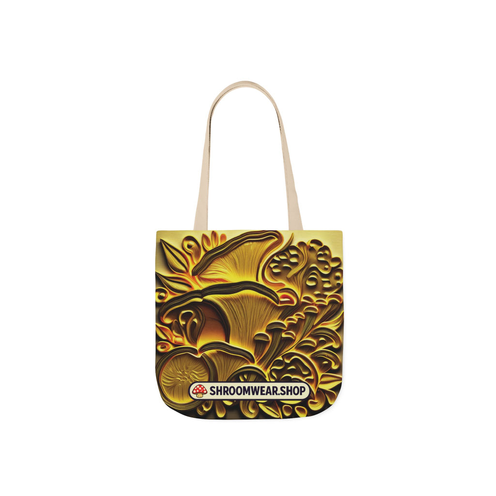 Tote Bag : Golden Mushroom Canvas Tote Bag — Psychedelic Fungi Art Tote