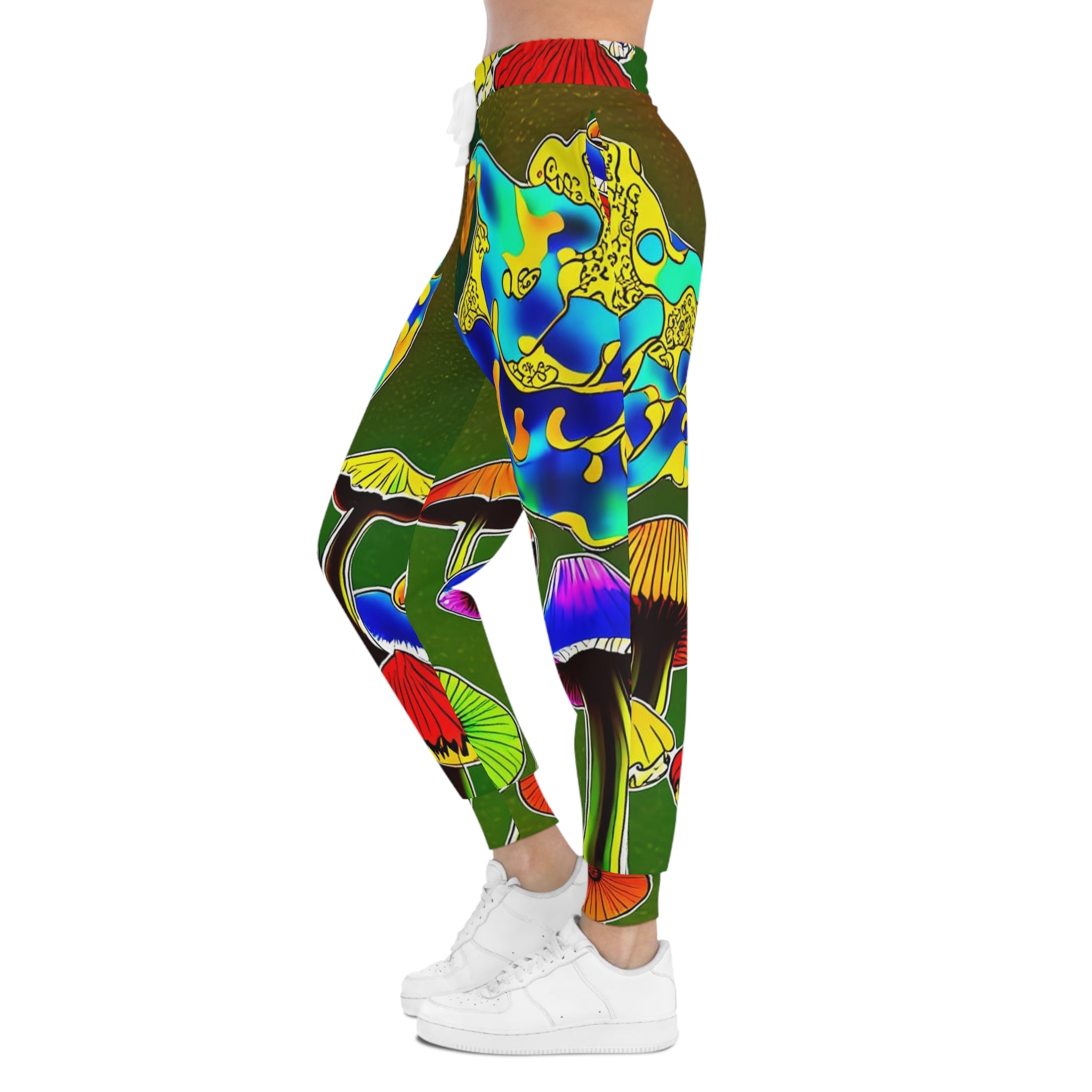 Psychedelic Mushroom Athletic Joggers — Colorful All-Over-Print Lounge Pants