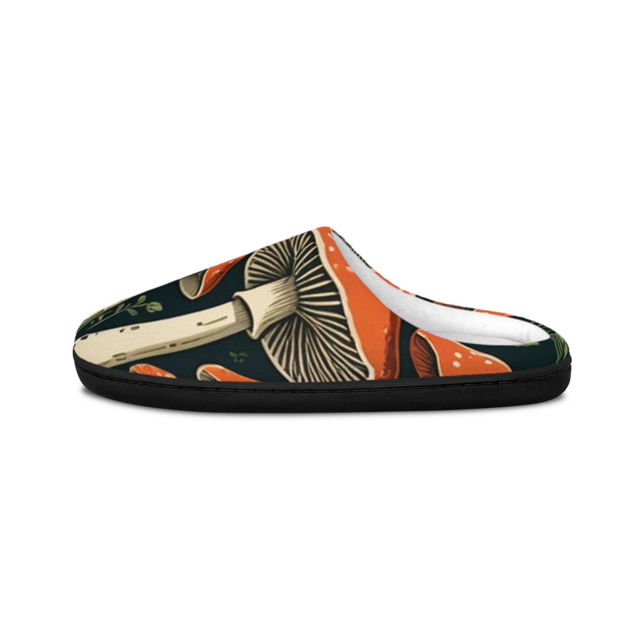 Mushroom Pattern Men's Indoor Slippers – Cozy Forest Fungi Design