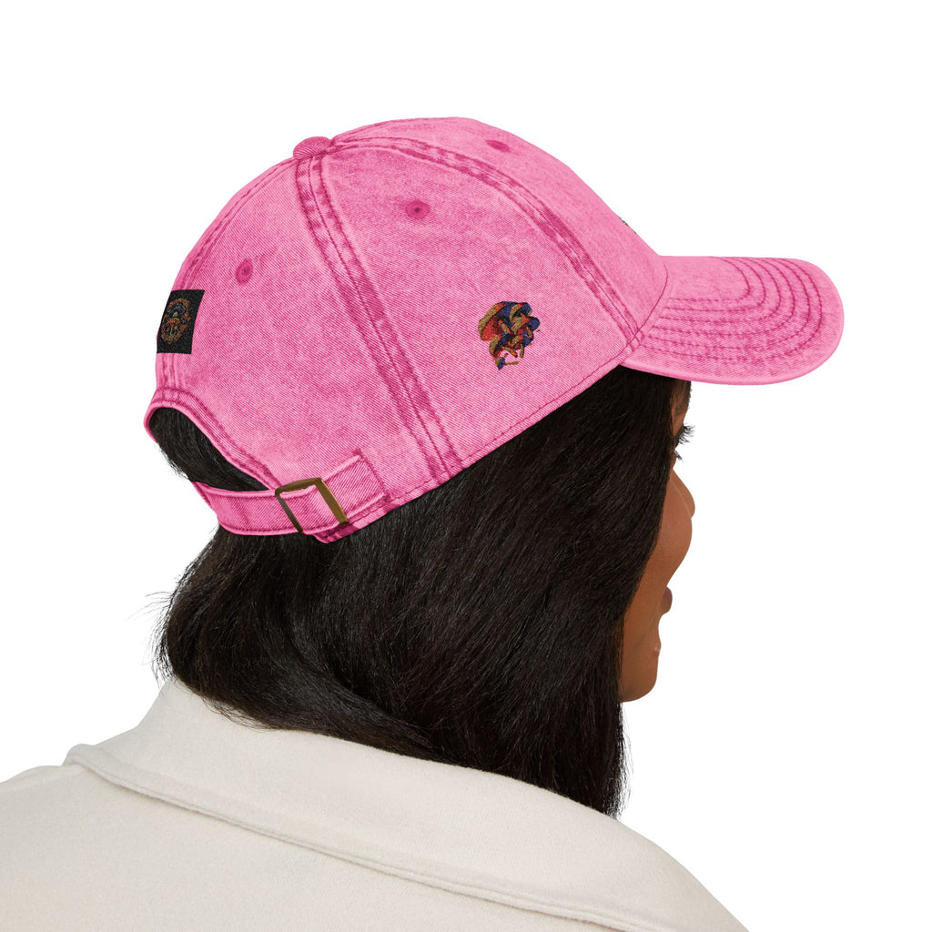 Gorra Floral Bordada Vintage — Gorra Retro Roja de Papá