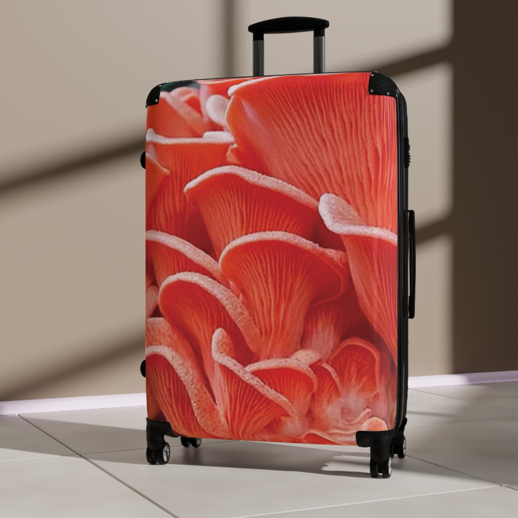 Suitcase: Red Coral Floral Carry-On Suitcase — Bold Botanical Travel Luggage
