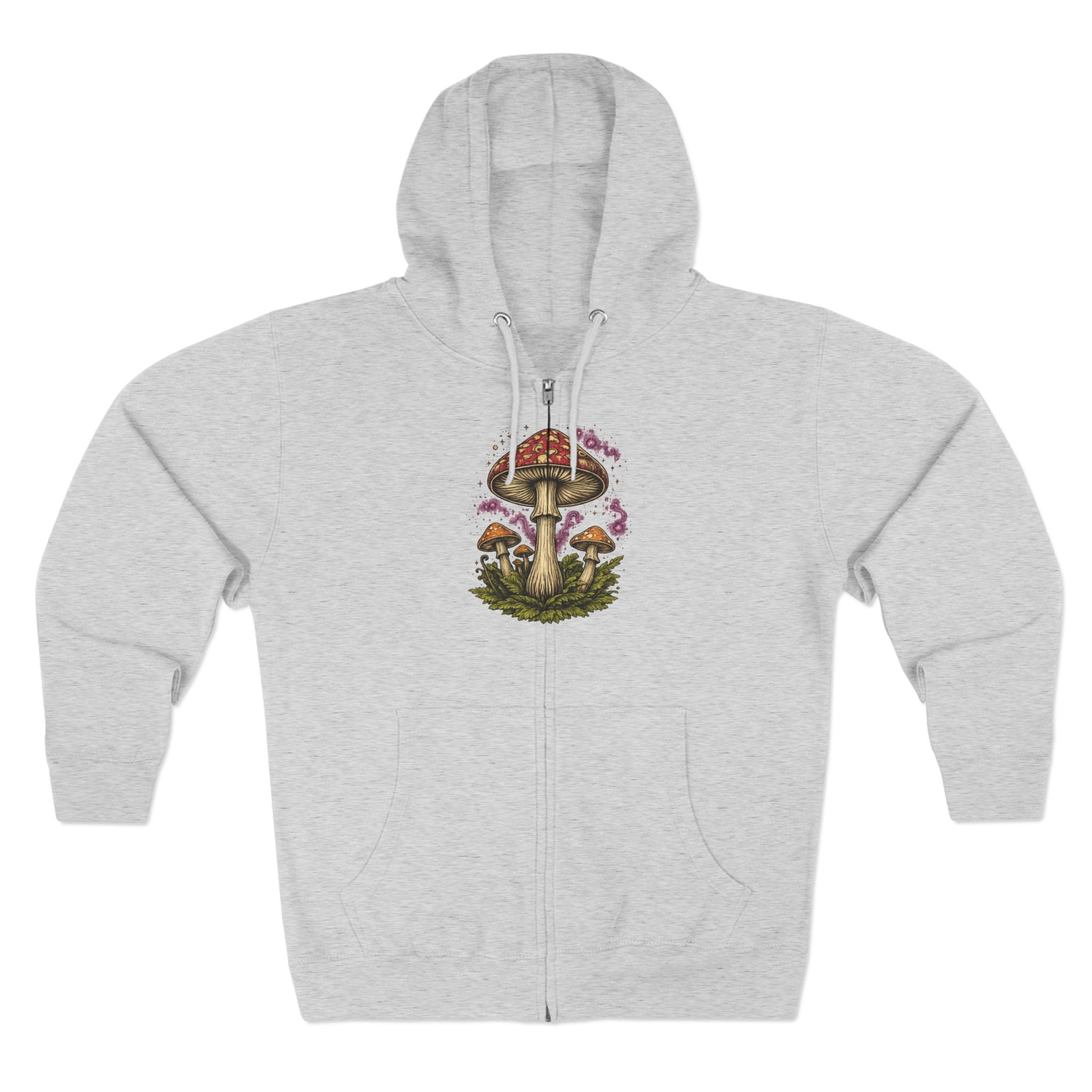 Portland Mushroom Zip Hoodie — Vintage Psychedelic Fungi Forest Jacket