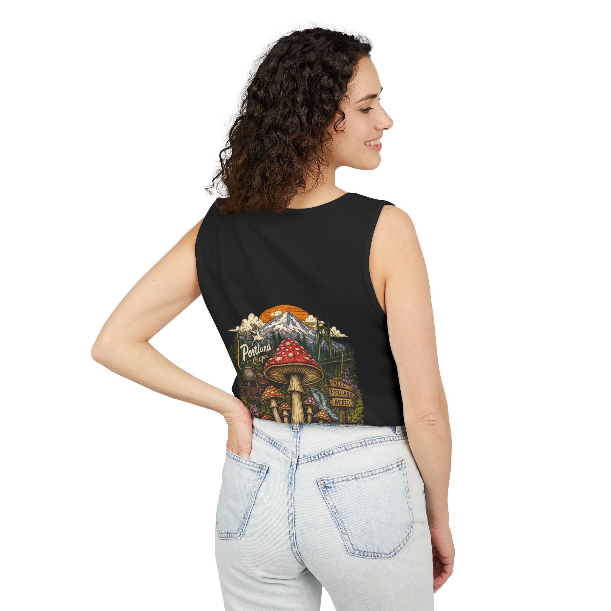 City: Portland Mushroom Tank Top — Psychedelic Forest Graphic Tank