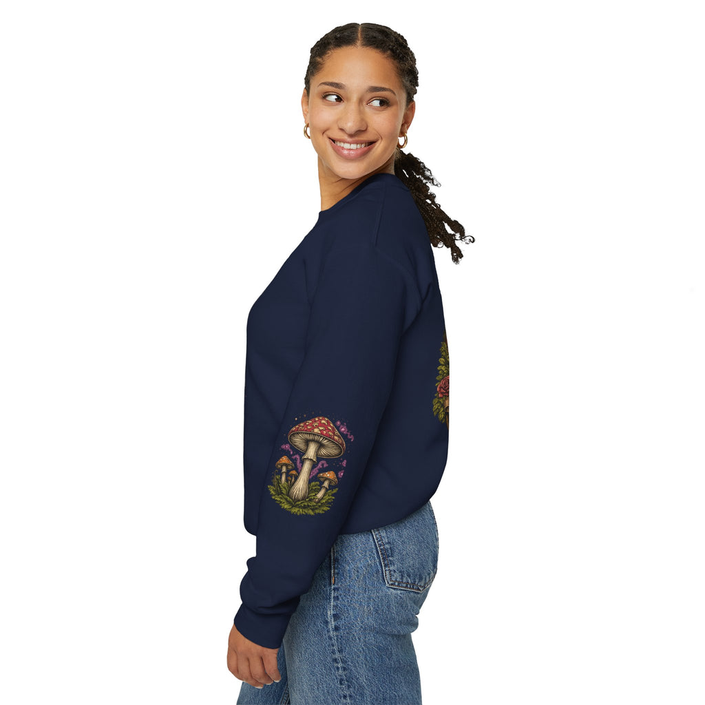 City: Portland Mushroom Crewneck Sweatshirt Vintage Psychedelic Fungi Graphic