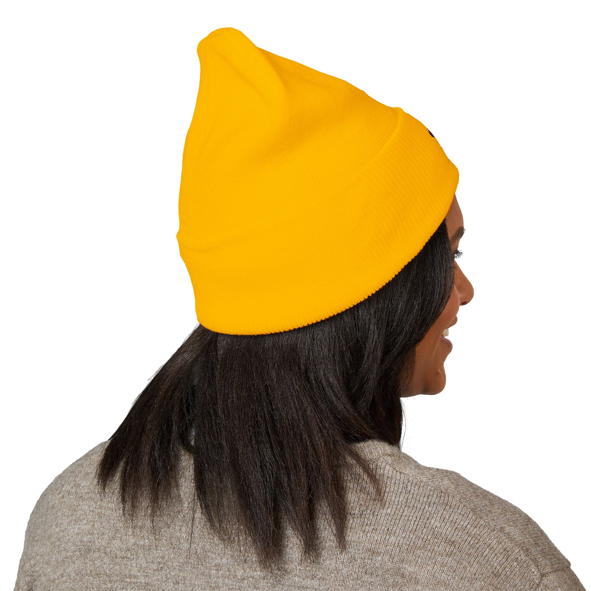 Beanie: Embroidered Colorful Mushroom Beanie — Cute Cuffed Knit Hat