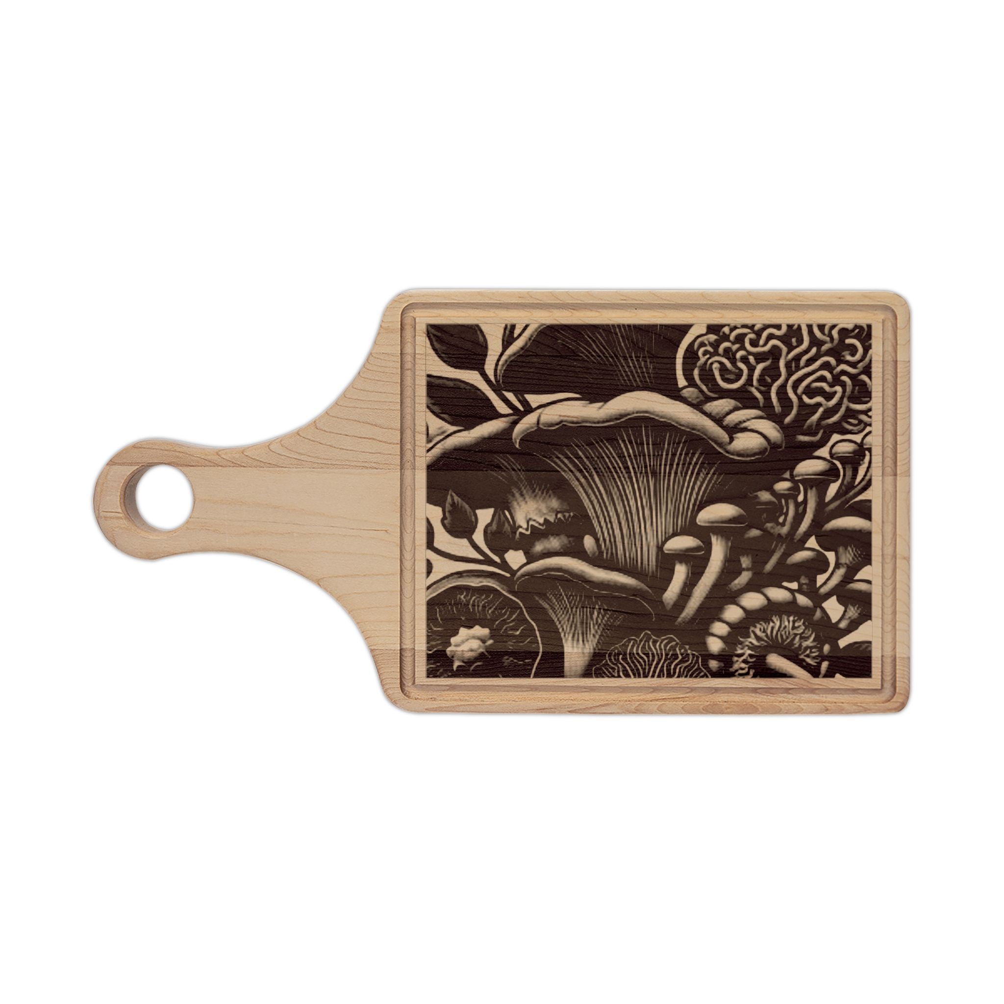 Engraved Mushroom Forest Wooden Cutting Board — Decorative Serving & Prep Board