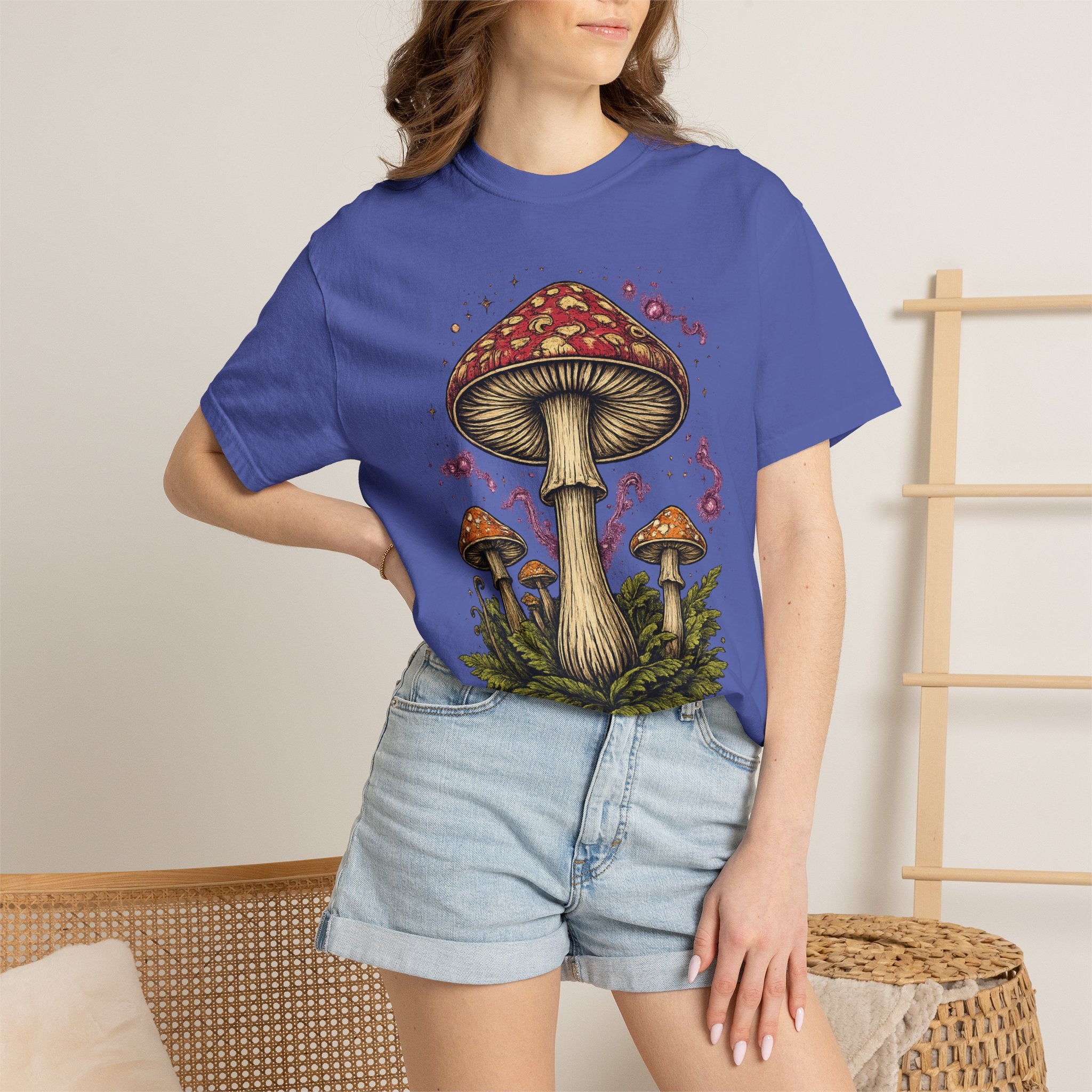 City: Portland Mushroom Graphic T-Shirt — Vintage Forest Amanita Design