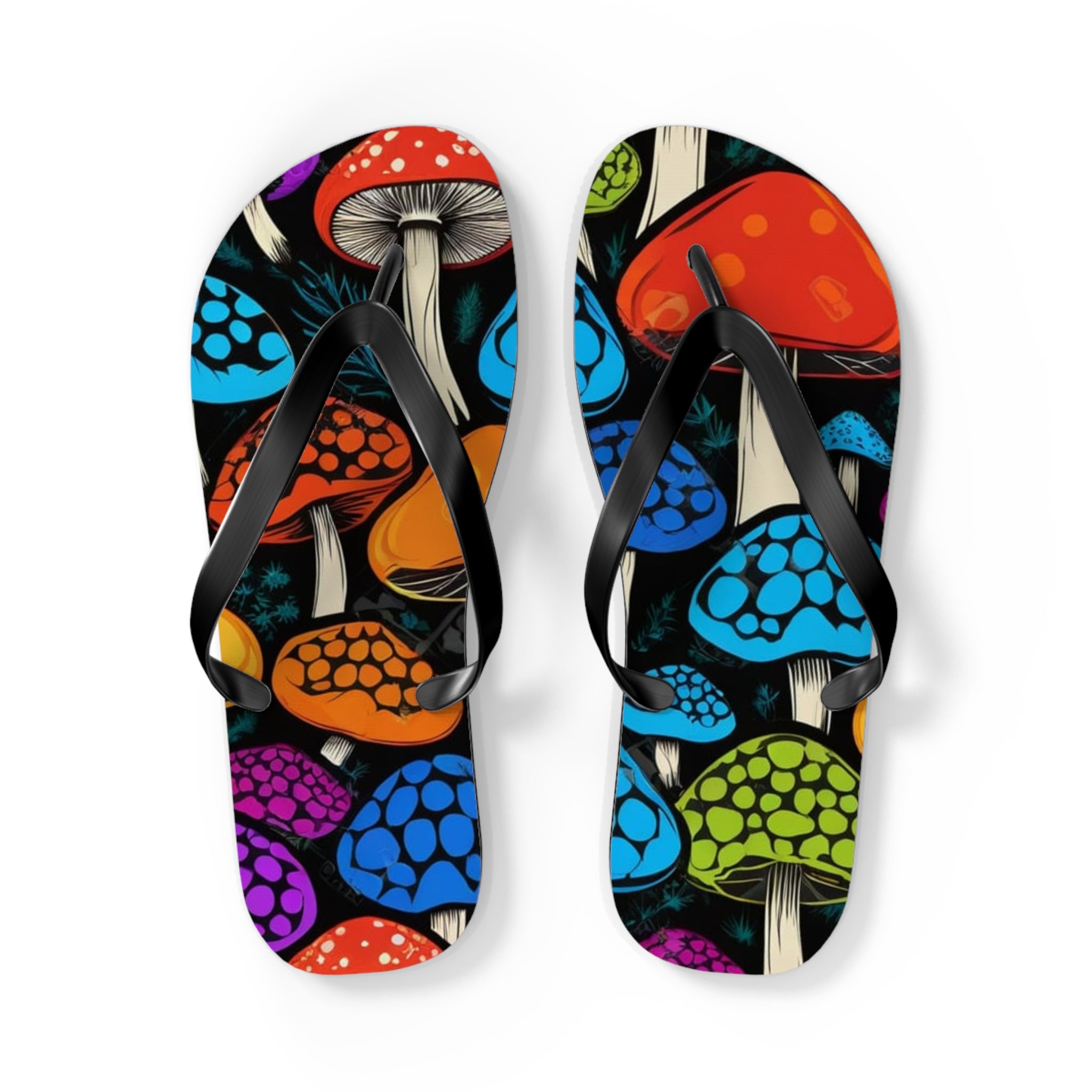 Colorful Psychedelic Mushroom Flip Flops – Vibrant Summer Beach Sandals