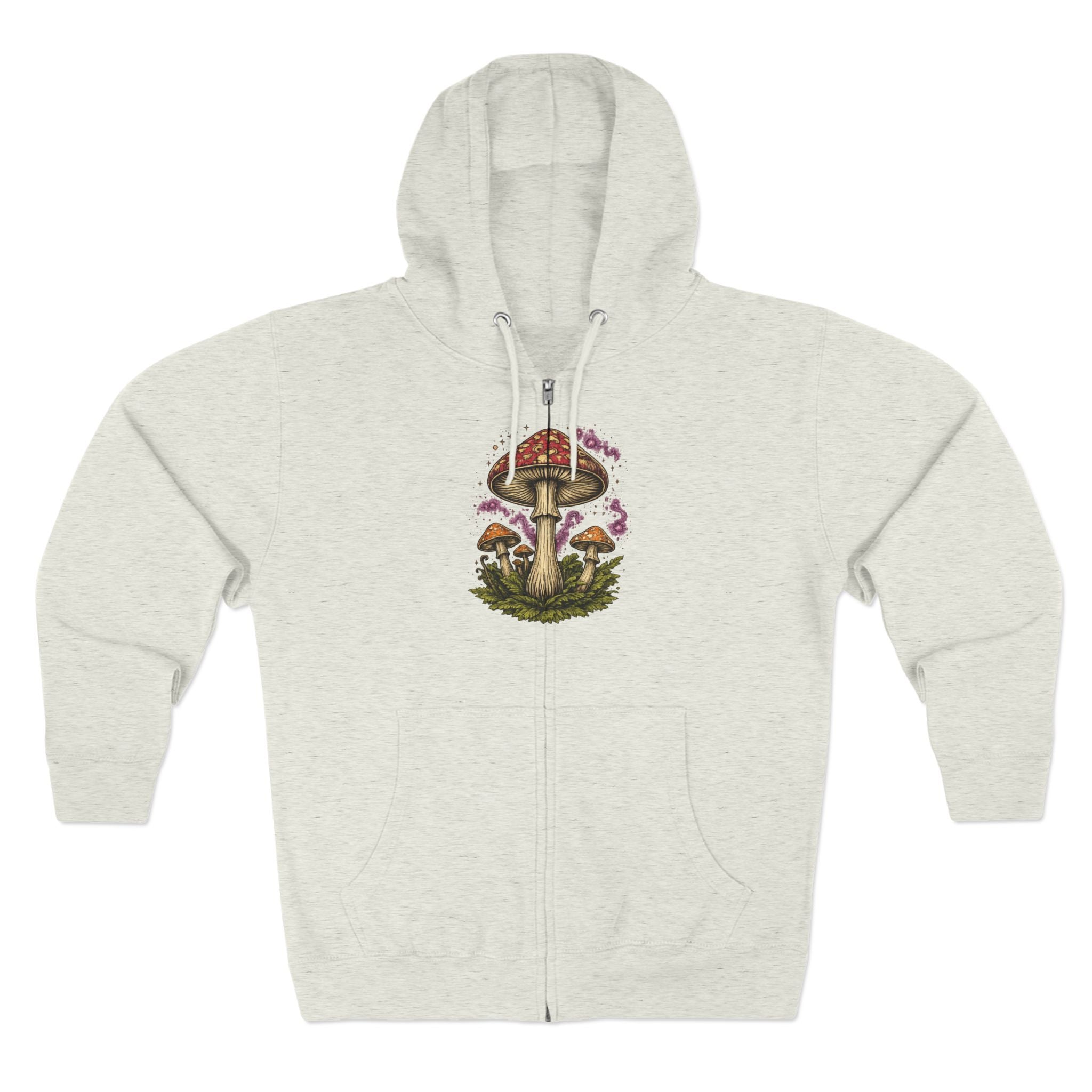 City: Portland Mushroom Zip Hoodie — Vintage Psychedelic Fungi Forest Jacket