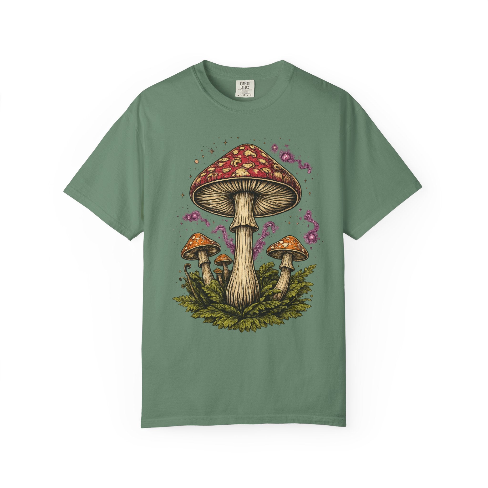 City: Portland Mushroom Graphic T-Shirt — Vintage Forest Amanita Design